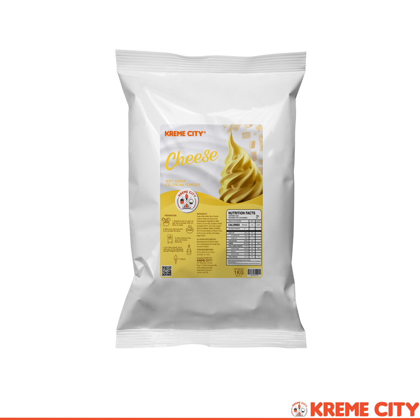 Kreme City Cheese Soft Serve Ice Cream Powder Premix 1kg