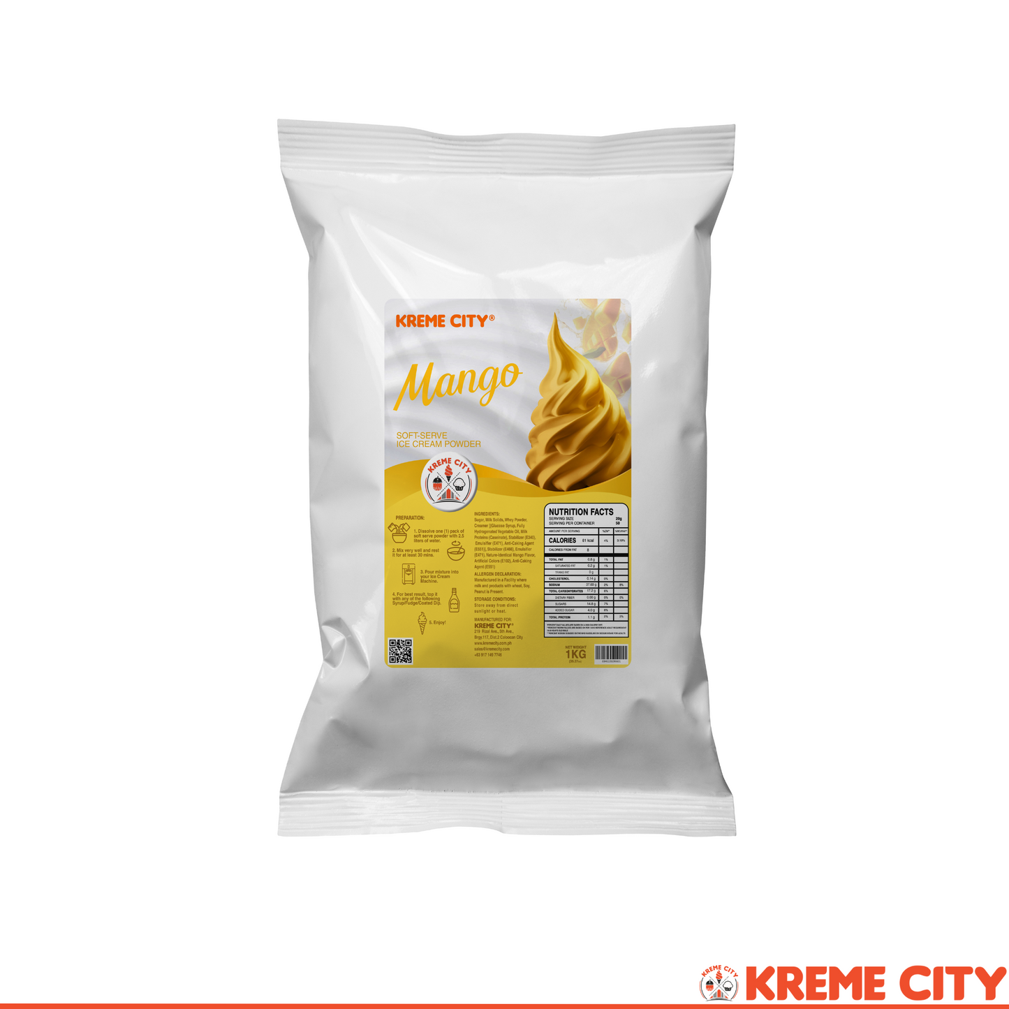 Kreme City Mango Soft Serve Ice Cream Powder Premix 1kg