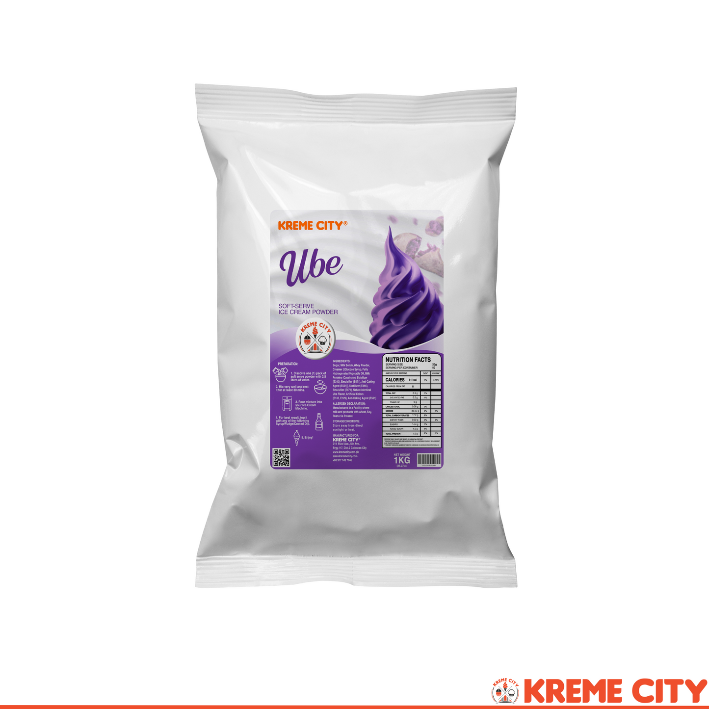 Kreme City Ube Soft Serve Ice Cream Powder Premix 1kg