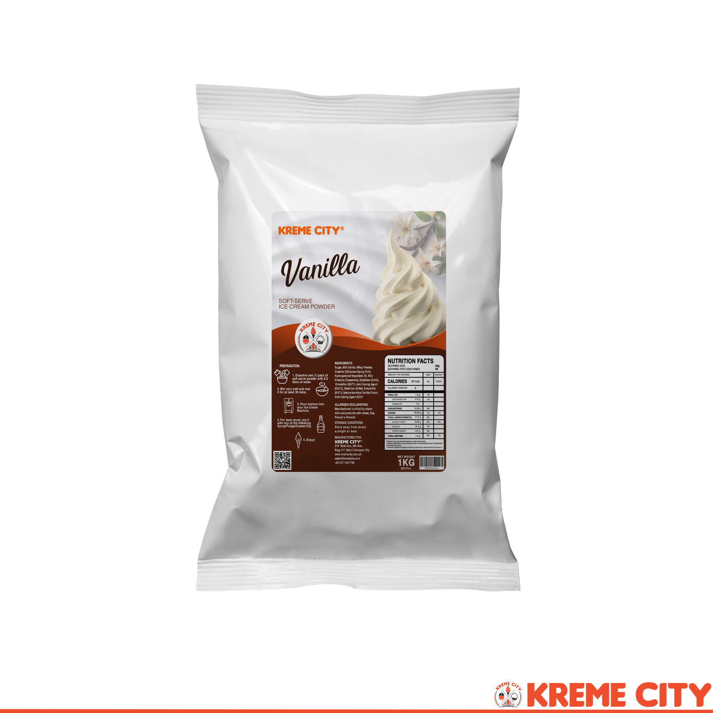 Kreme City Vanilla Soft Serve Ice Cream Powder Premix 1kg