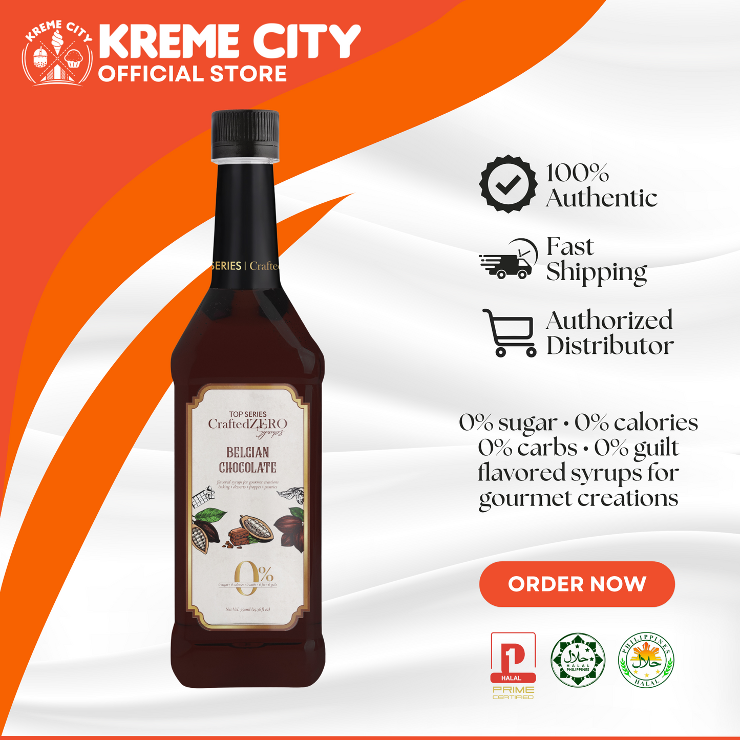 TOP Creamery Top Series CraftedZERO Belgian Chocolate Syrup 750ml