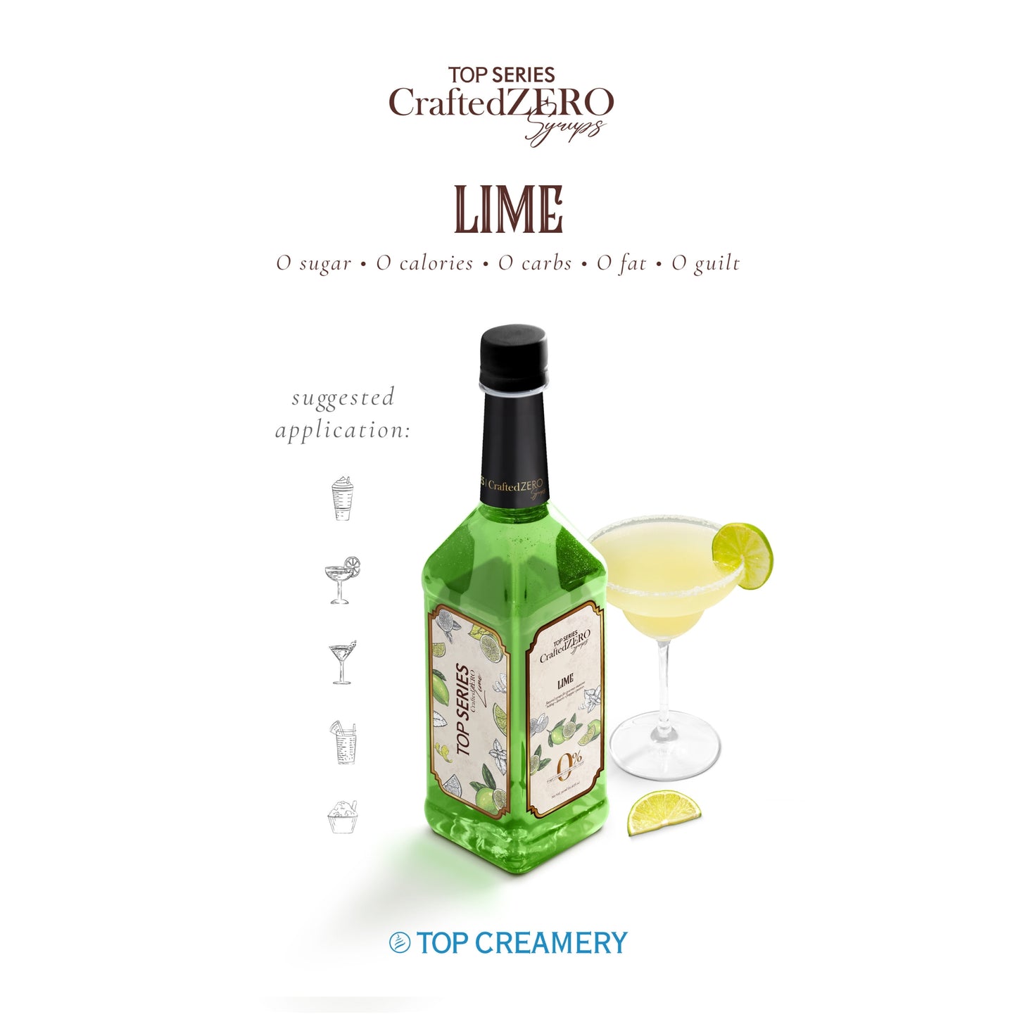TOP Creamery Top Series CraftedZERO Lime Syrup 750ml
