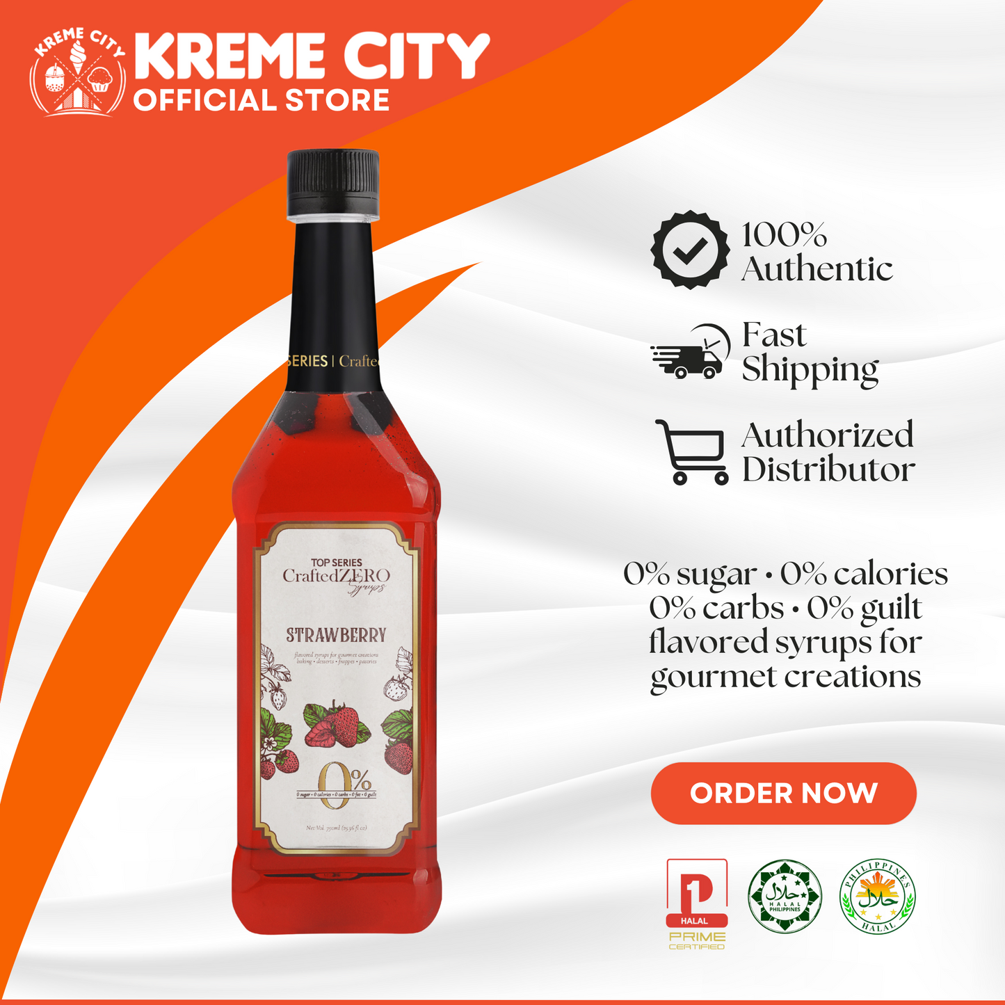 TOP Creamery Top Series CraftedZERO Strawberry Syrup 750ml