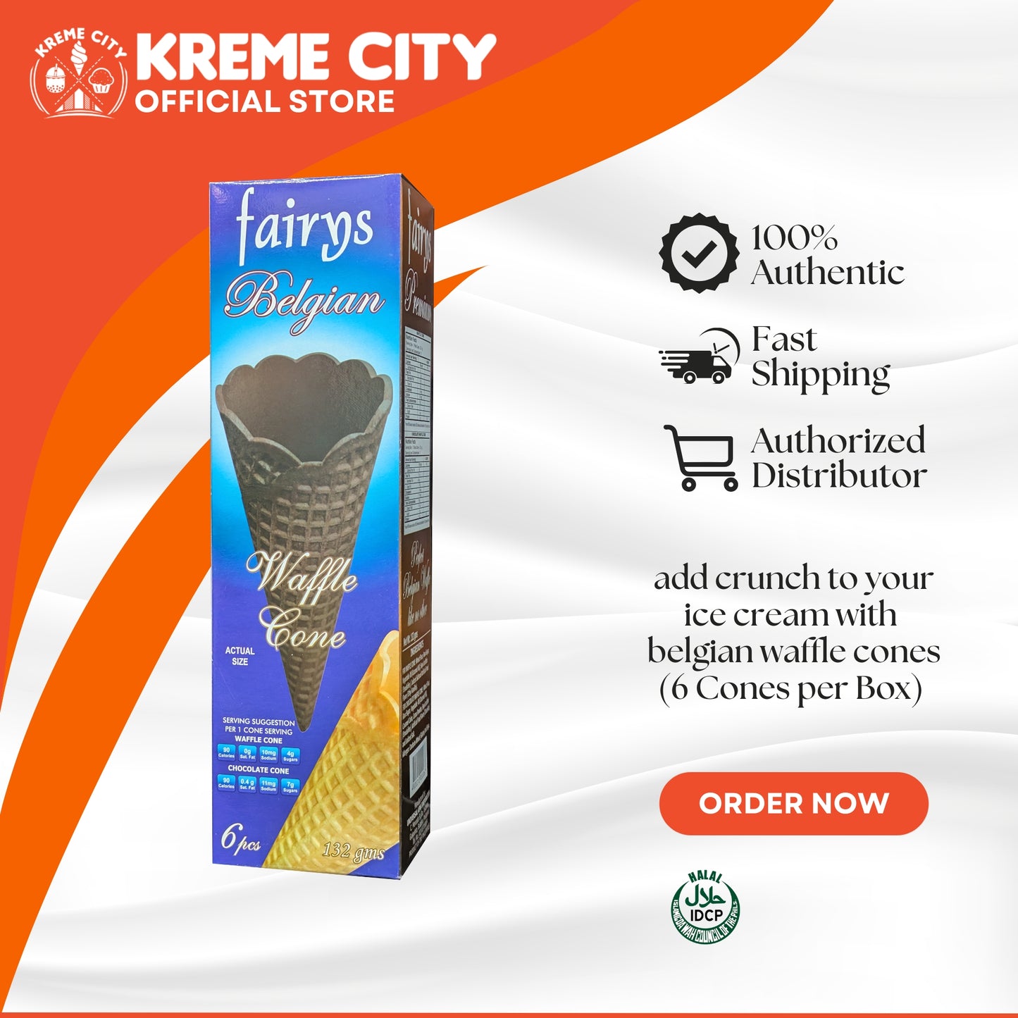 Fairys Belgian Waffle Cones 6pcs