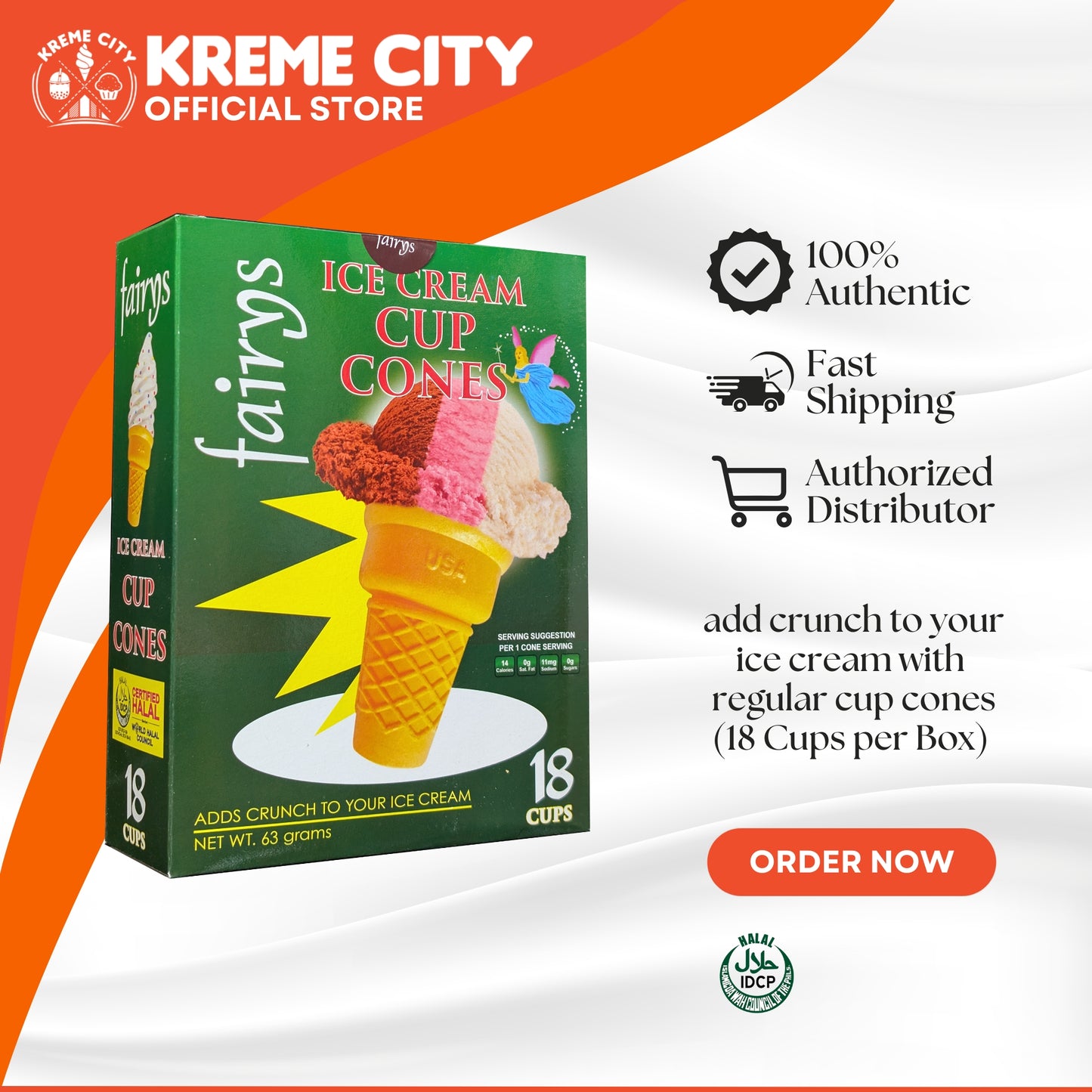 Fairys Ice Cream Cup Cones 18pcs