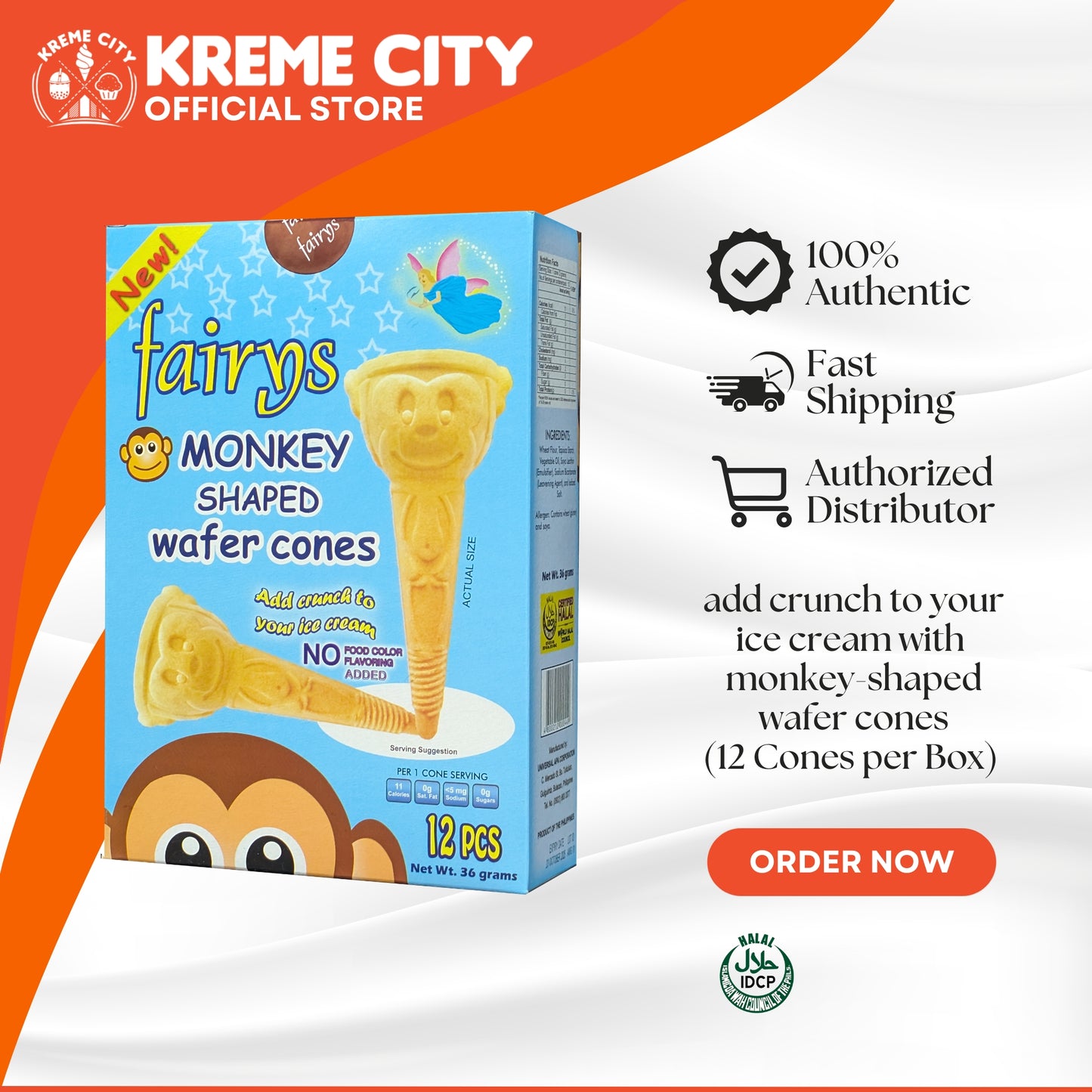 Fairys Monkey Wafer Cones 12pcs