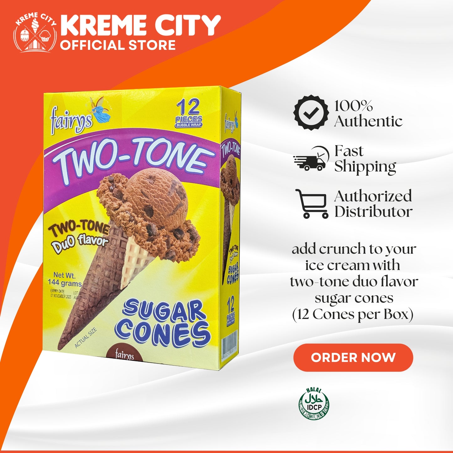Fairys Sugar Cone Two-Tone Duo Flavor 12pcs