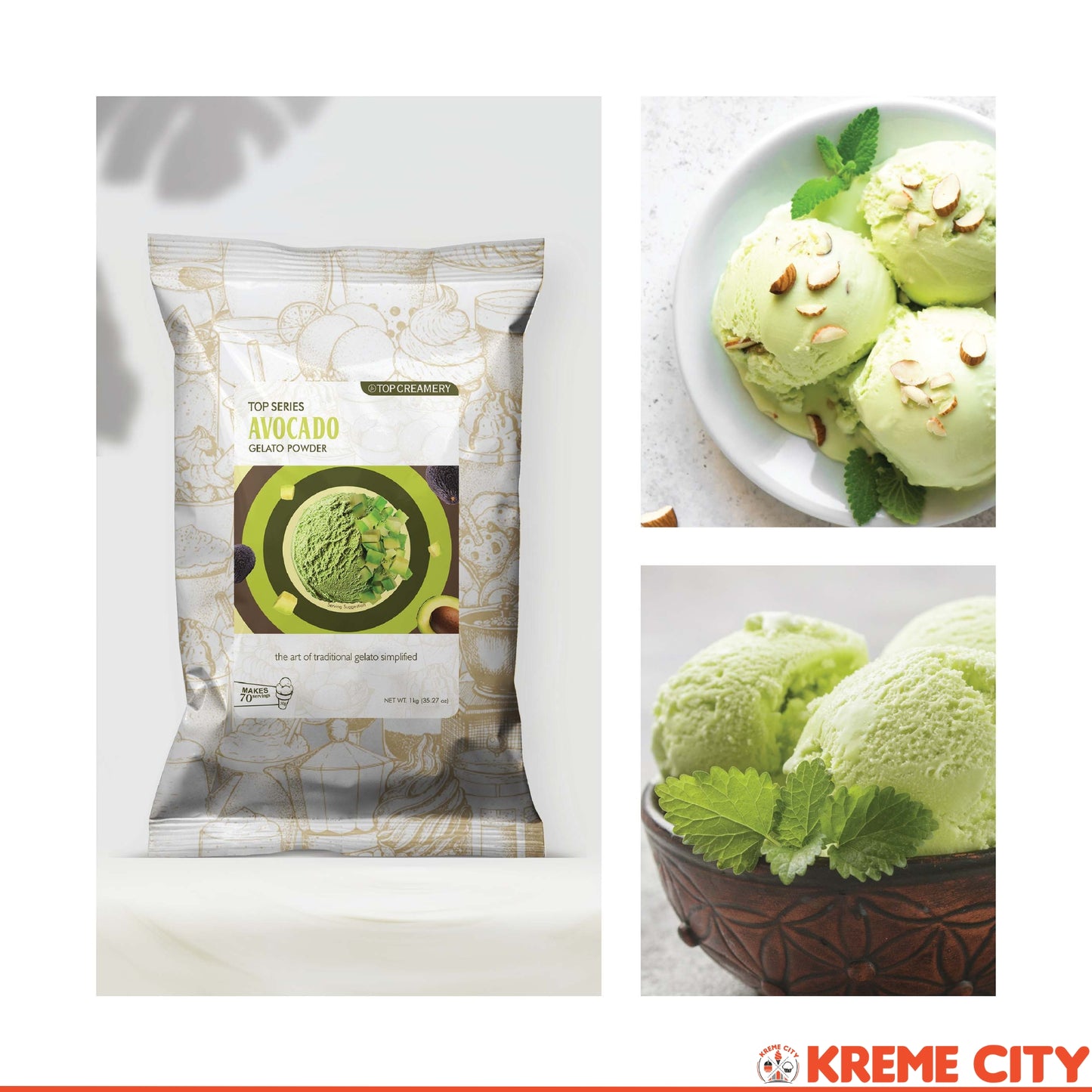 TOP Creamery Top Series Gelato Avocado Ice Cream Powder Premix 1kg