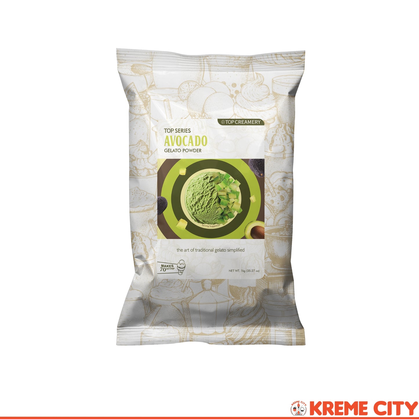 TOP Creamery Top Series Gelato Avocado Ice Cream Powder Premix 1kg