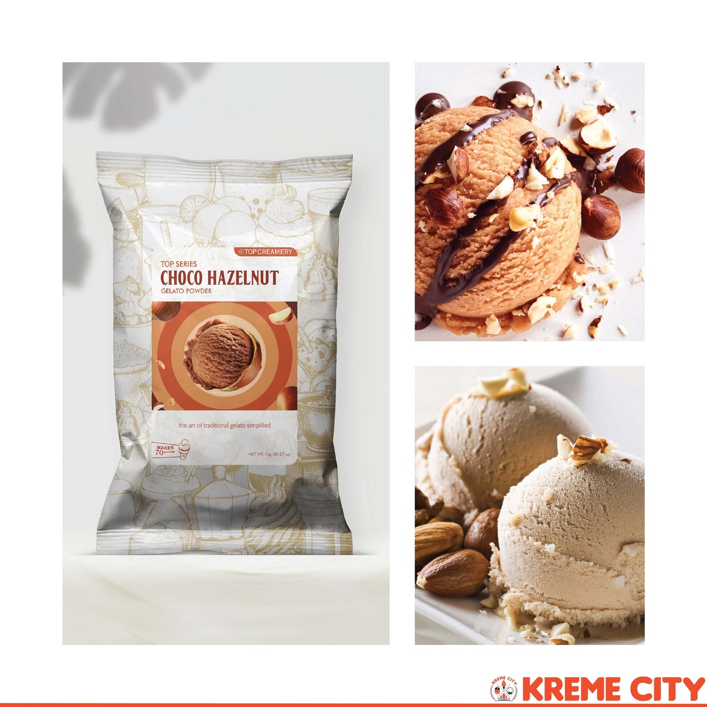 TOP Creamery Top Series Gelato Chocolate Hazelnut Ice Cream Powder Premix 1kg