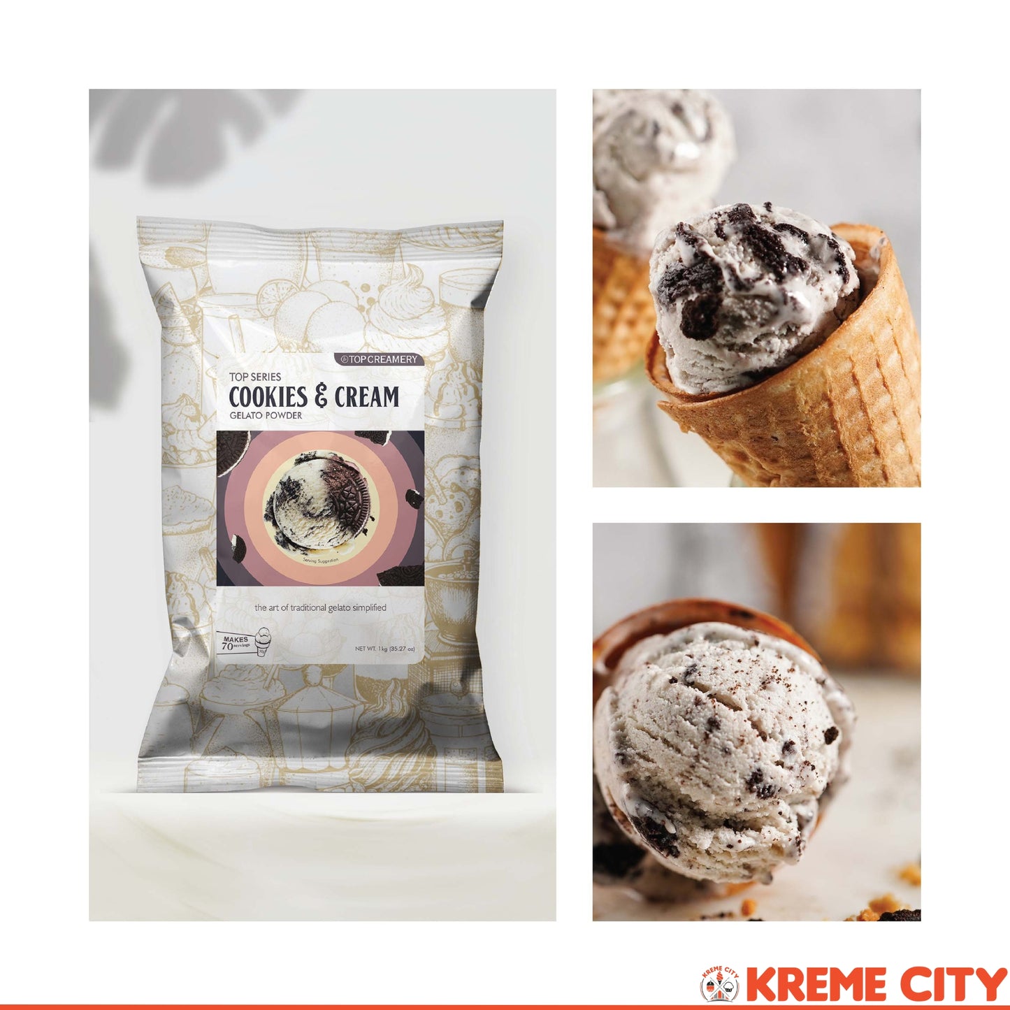 TOP Creamery Top Series Gelato Cookies and Cream Ice Cream Powder Premix 1kg