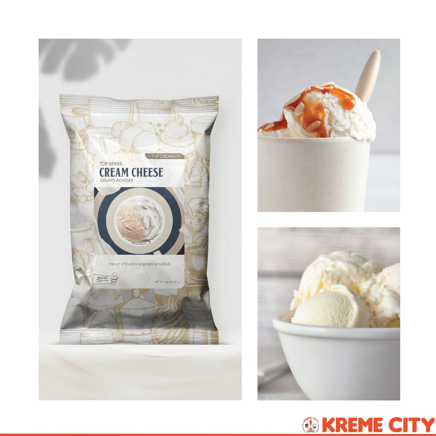 TOP Creamery Top Series Gelato Cream Cheese Ice Cream Powder Premix 1kg