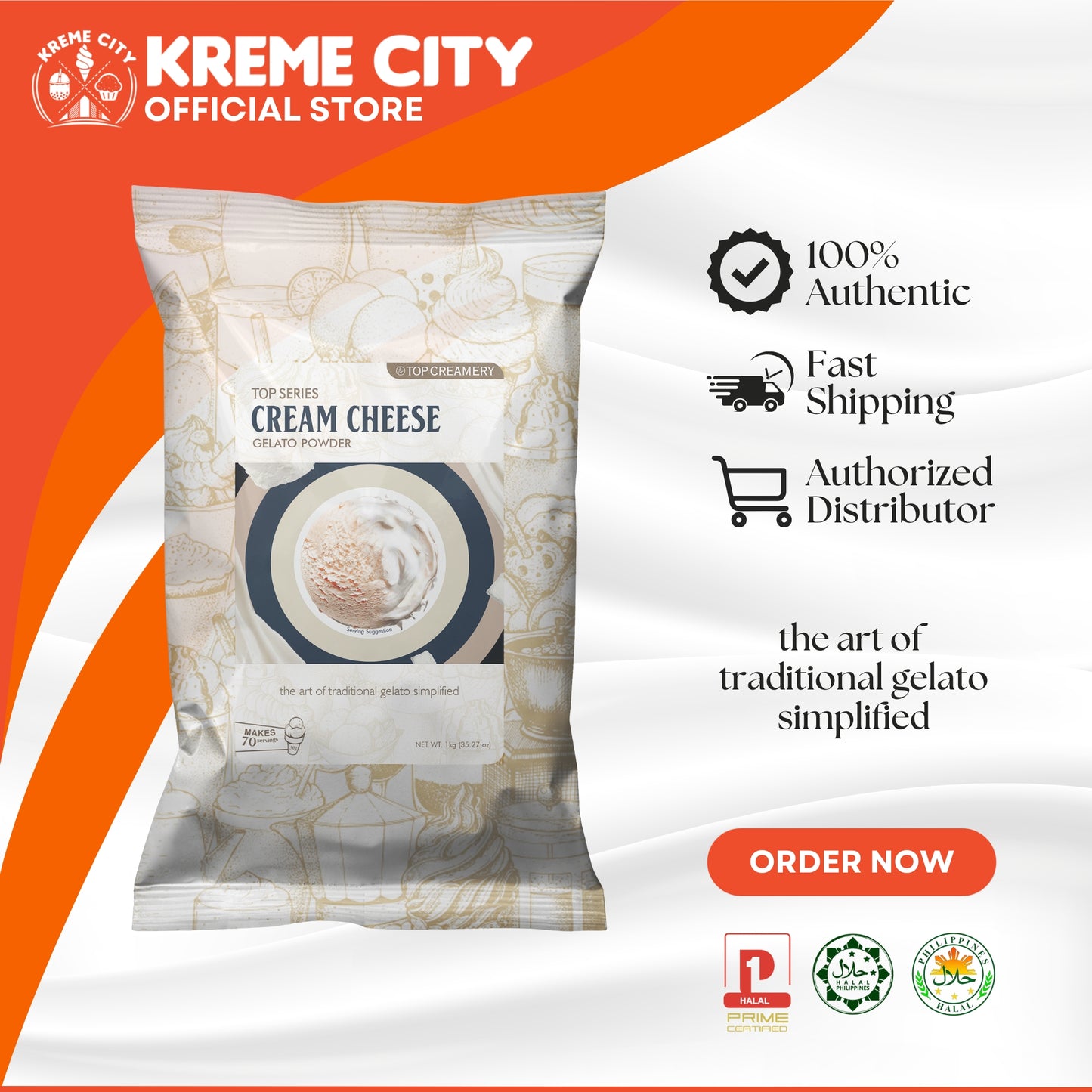 TOP Creamery Top Series Gelato Cream Cheese Ice Cream Powder Premix 1kg