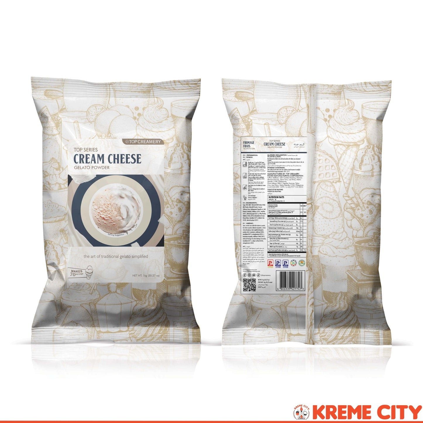 TOP Creamery Top Series Gelato Cream Cheese Ice Cream Powder Premix 1kg