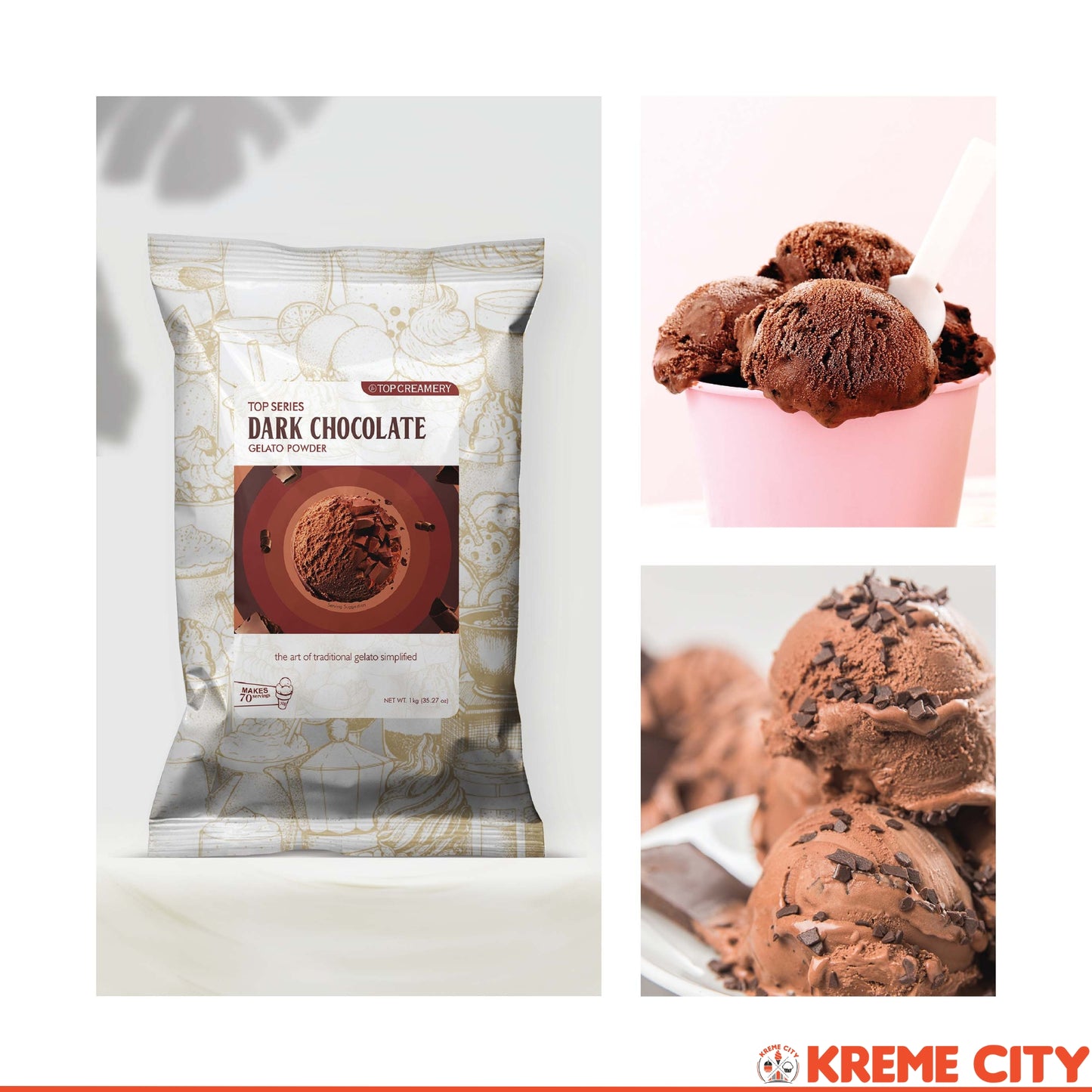 TOP Creamery Top Series Gelato Dark Chocolate Ice Cream Powder Premix 1kg