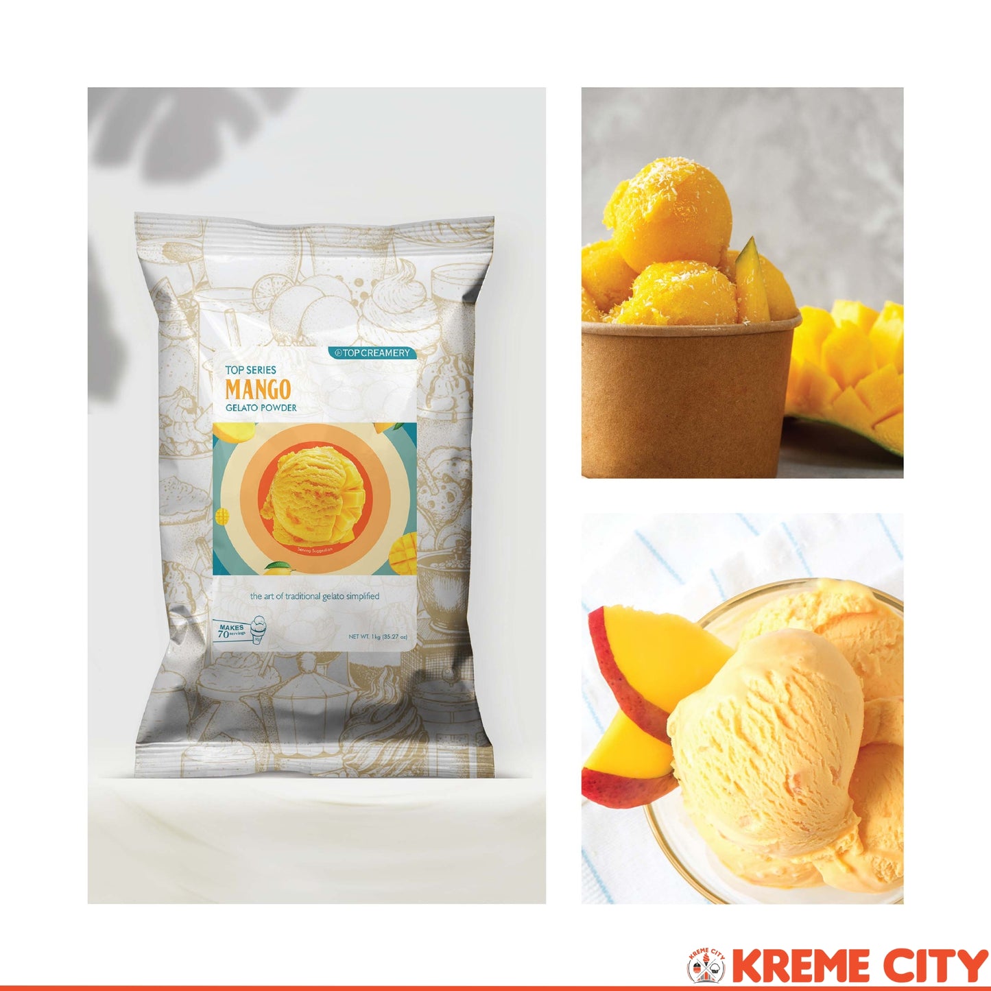 TOP Creamery Top Series Gelato Mango Ice Cream Powder Premix 1kg