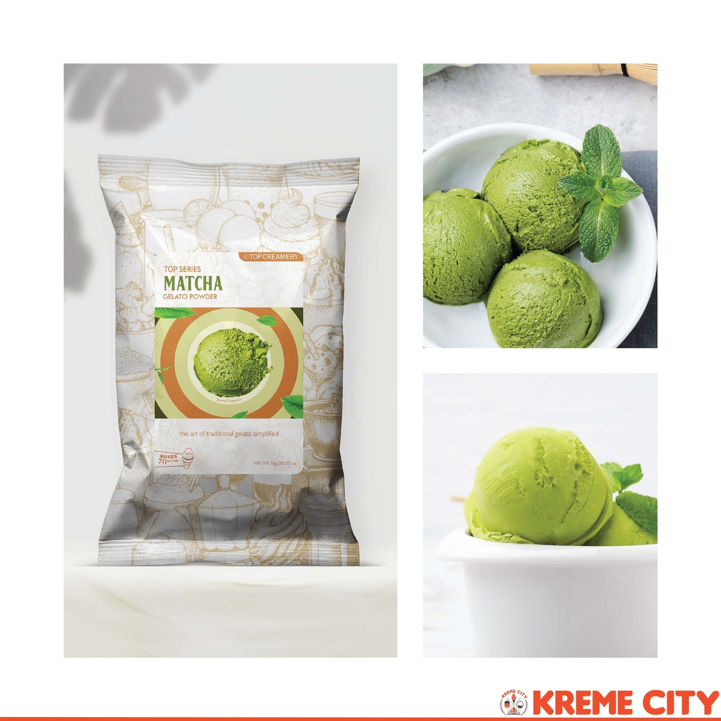 TOP Creamery Top Series Gelato Matcha Ice Cream Powder Premix 1kg