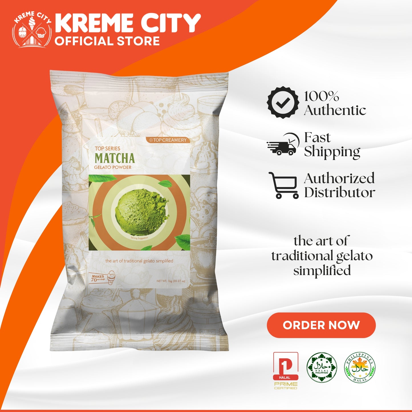 TOP Creamery Top Series Gelato Matcha Ice Cream Powder Premix 1kg