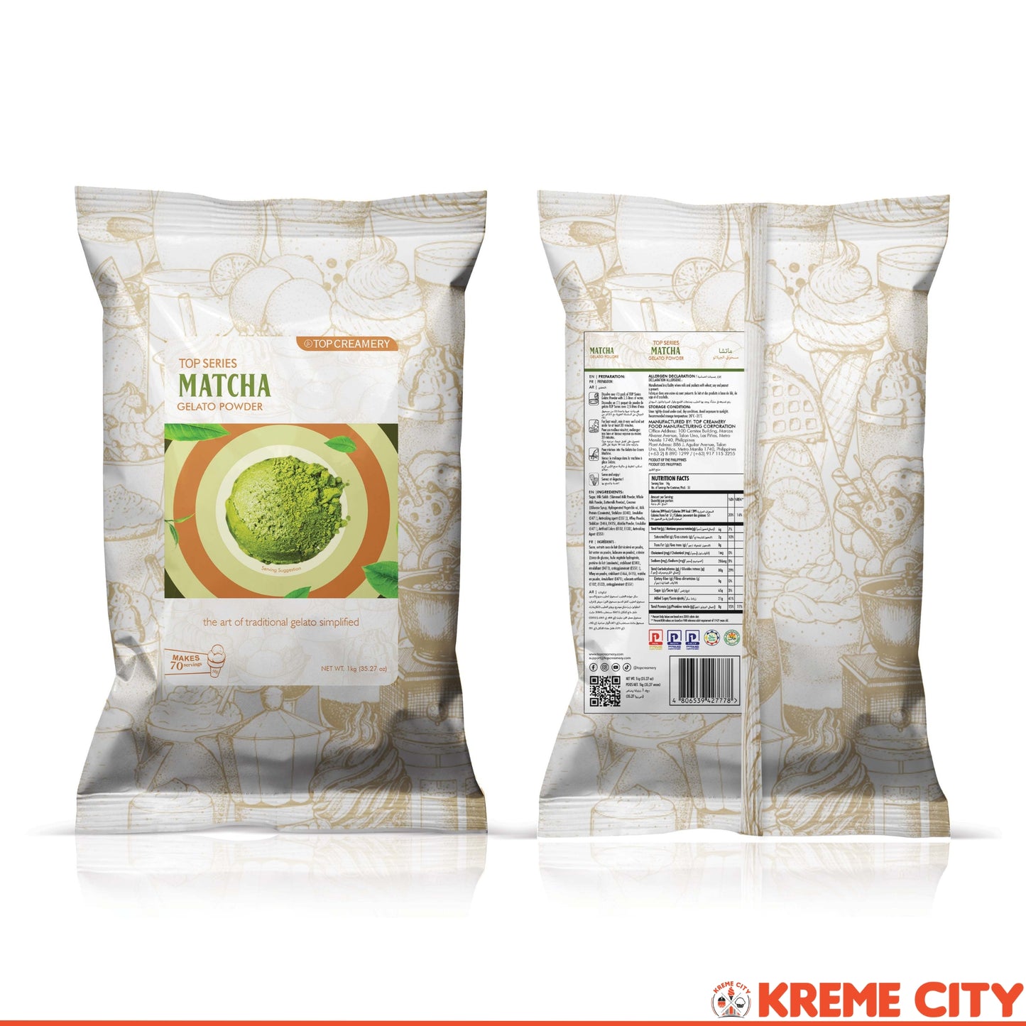 TOP Creamery Top Series Gelato Matcha Ice Cream Powder Premix 1kg