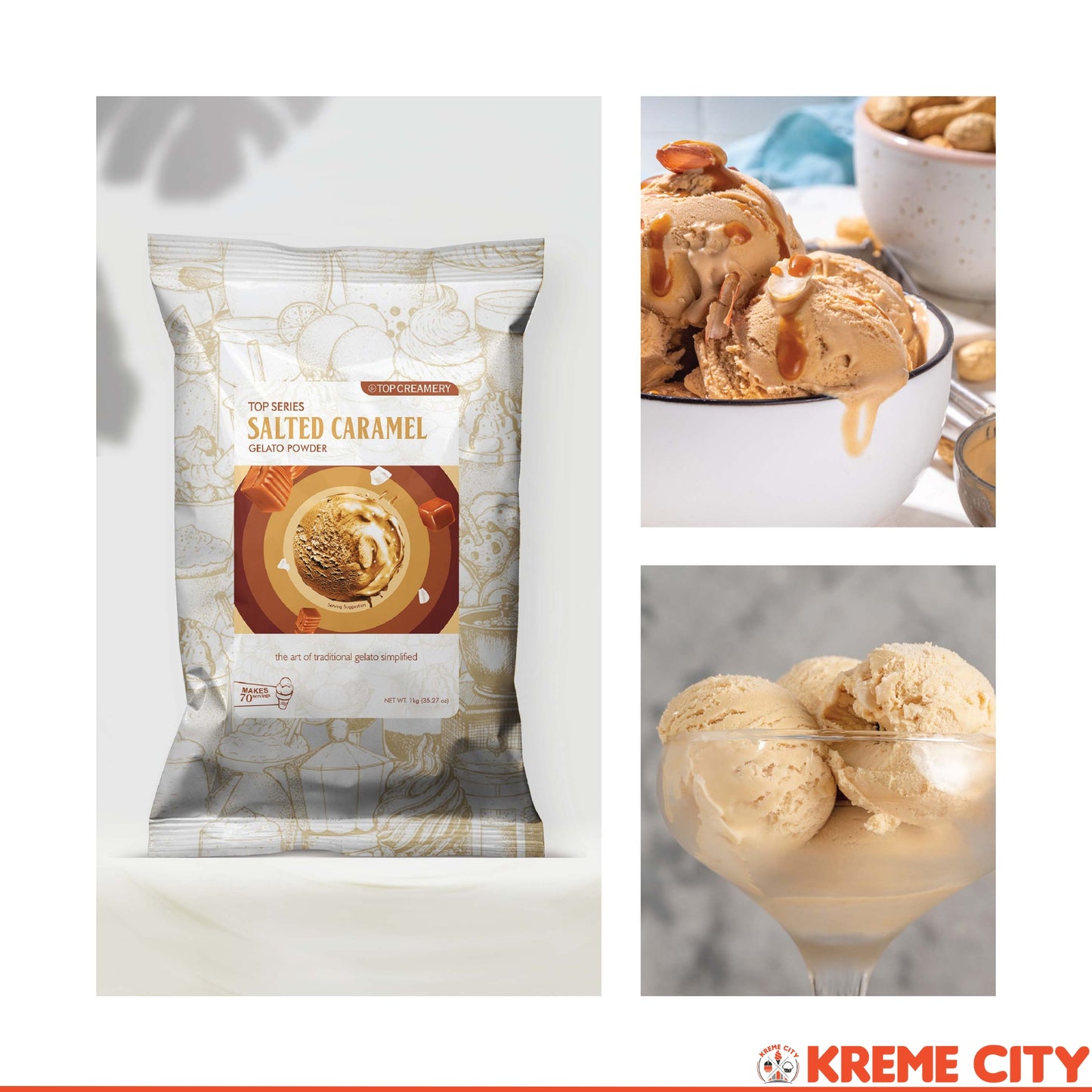 TOP Creamery Top Series Gelato Salted Caramel Ice Cream Powder Premix 1kg