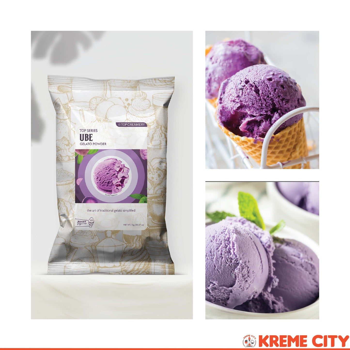 TOP Creamery Top Series Gelato Ube Ice Cream Powder Premix 1kg