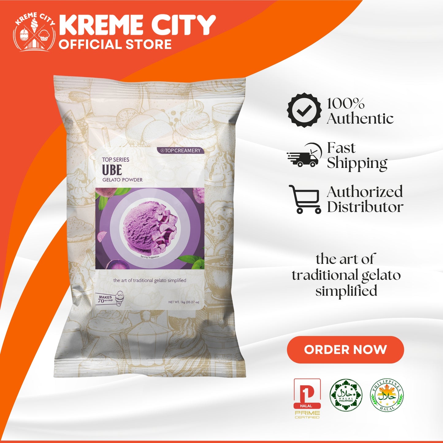 TOP Creamery Top Series Gelato Ube Ice Cream Powder Premix 1kg
