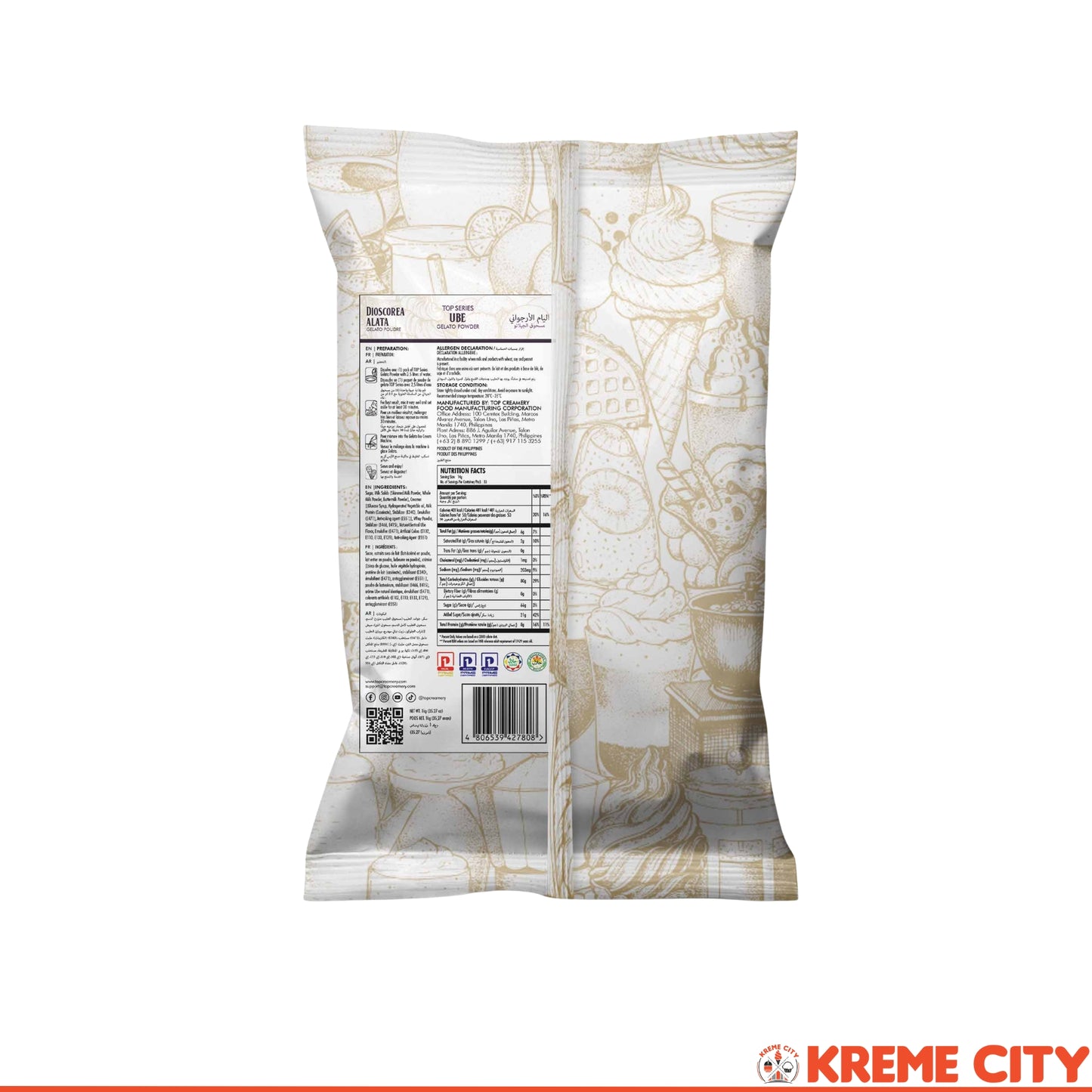 TOP Creamery Top Series Gelato Ube Ice Cream Powder Premix 1kg