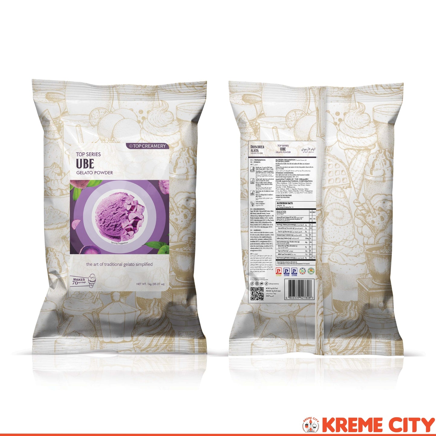TOP Creamery Top Series Gelato Ube Ice Cream Powder Premix 1kg