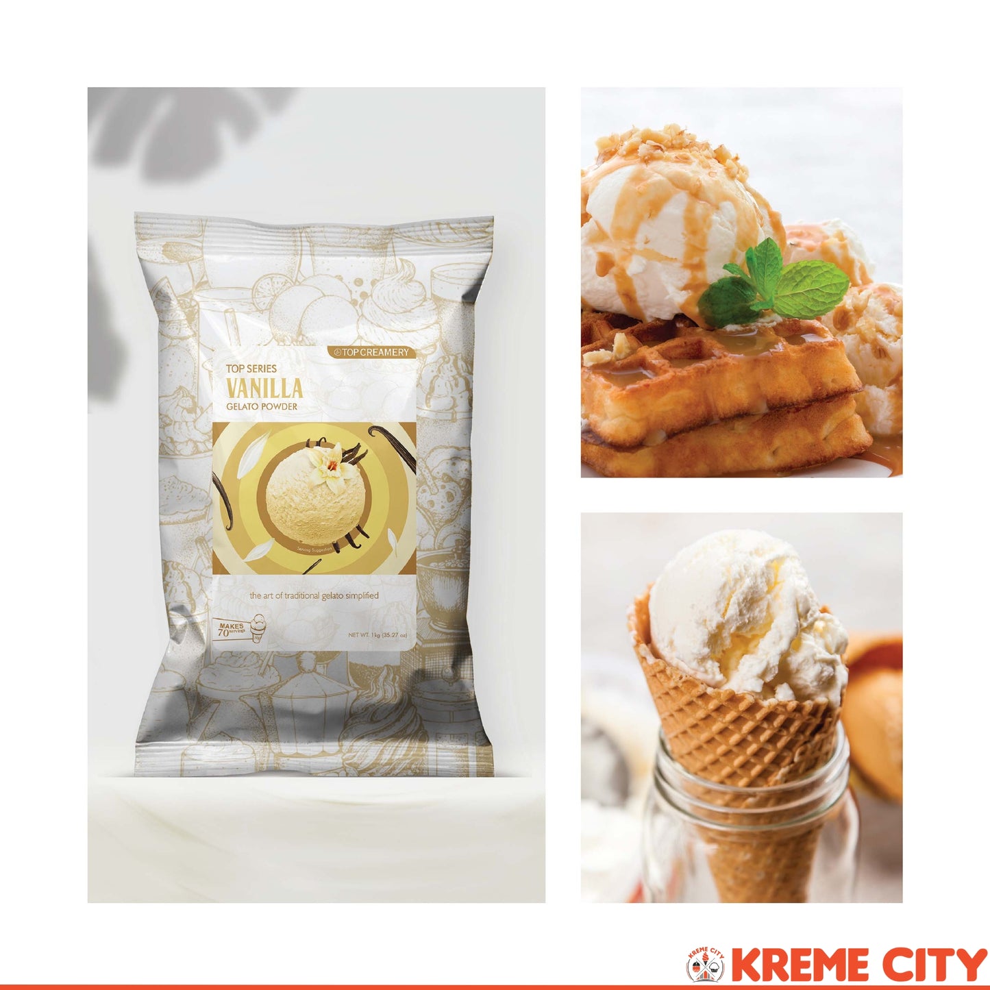 TOP Creamery Top Series Gelato Vanilla Ice Cream Powder Premix 1kg