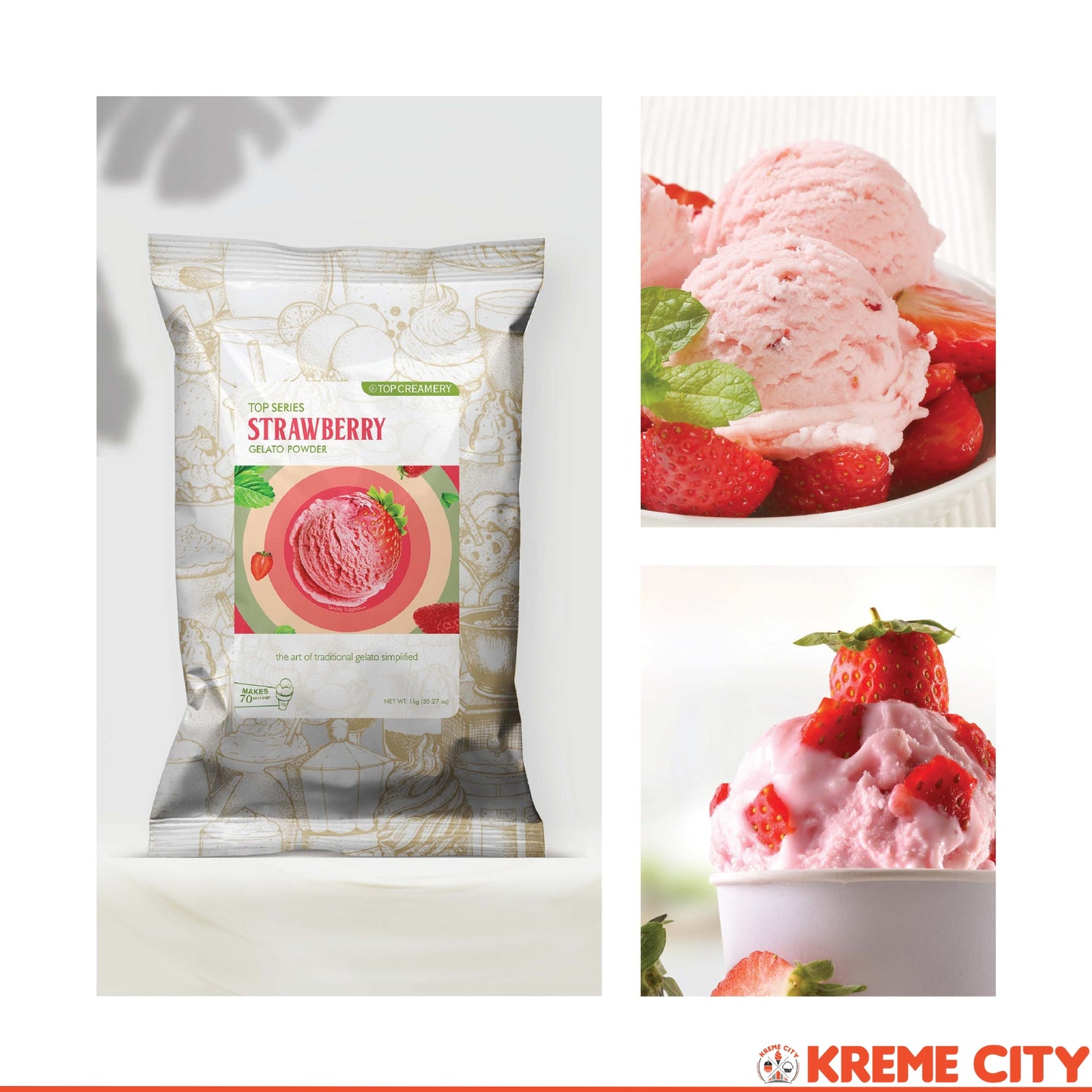 TOP Creamery Top Series Gelato Strawberry Ice Cream Powder Premix 1kg