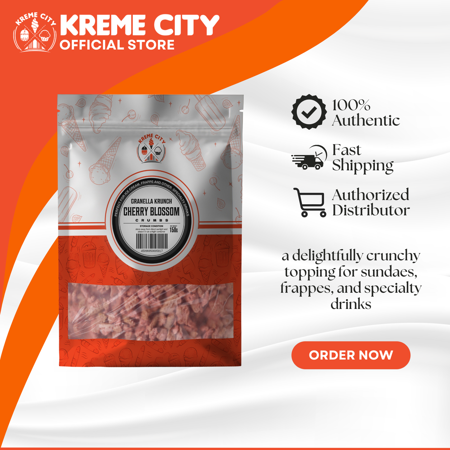 Kreme City Granella Krunch Cherry Blossom 150g