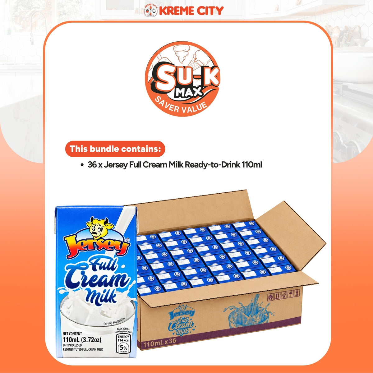 Jersey Full Cream Milk 110ml x 36