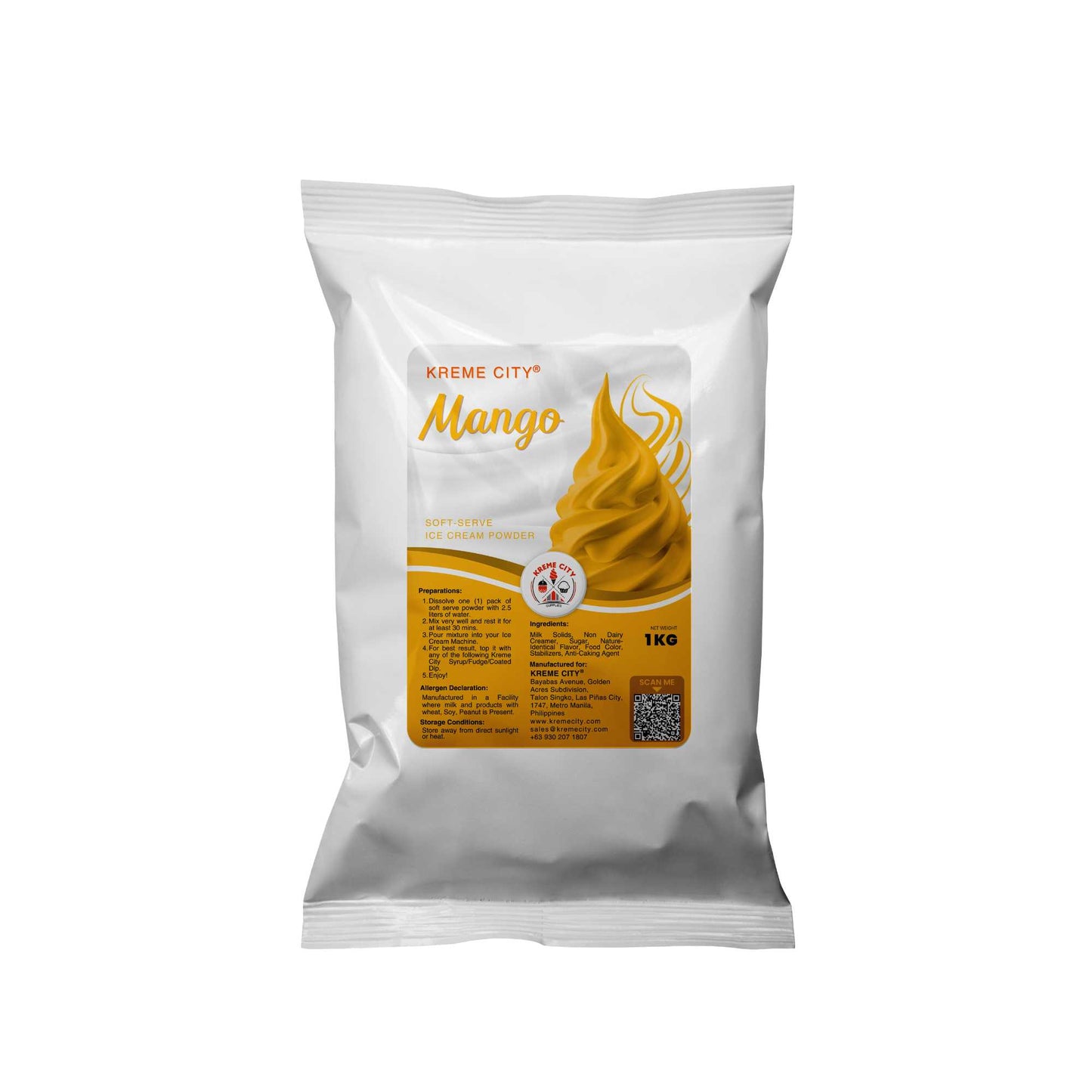 Kreme City Mango Soft Serve Ice Cream Powder Premix 1kg