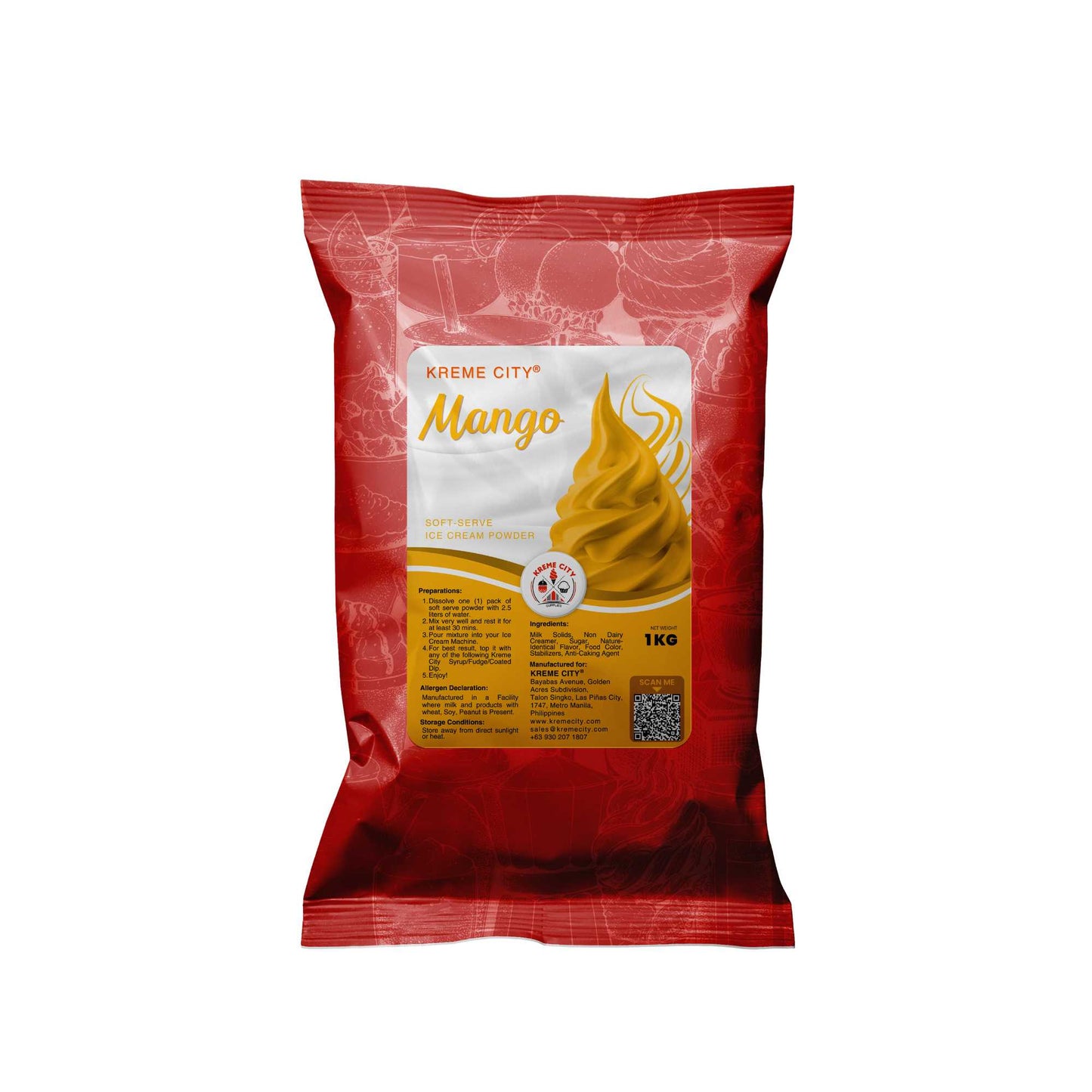 Kreme City Mango Soft Serve Ice Cream Powder Premix 1kg
