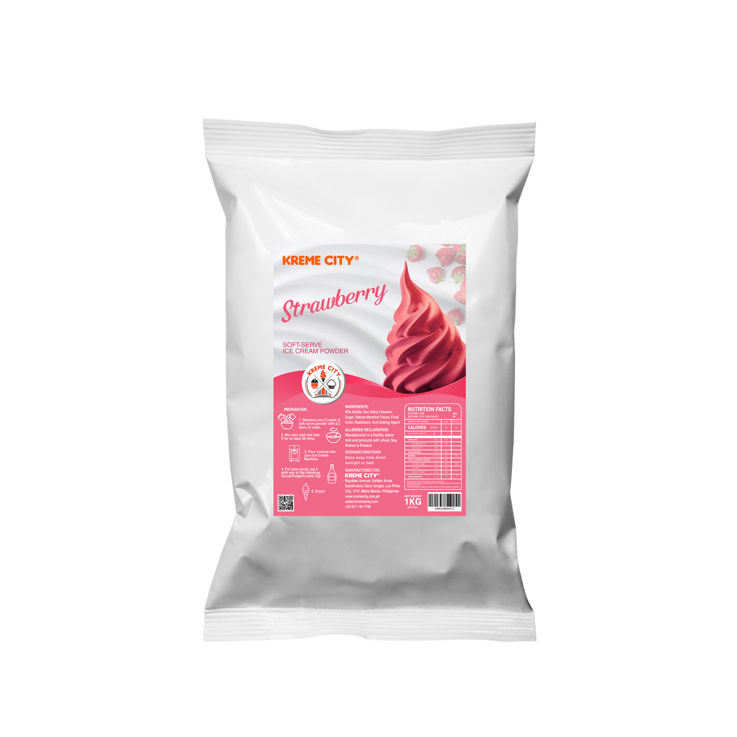 Kreme City Strawberry Soft Serve Ice Cream Powder Premix 1kg