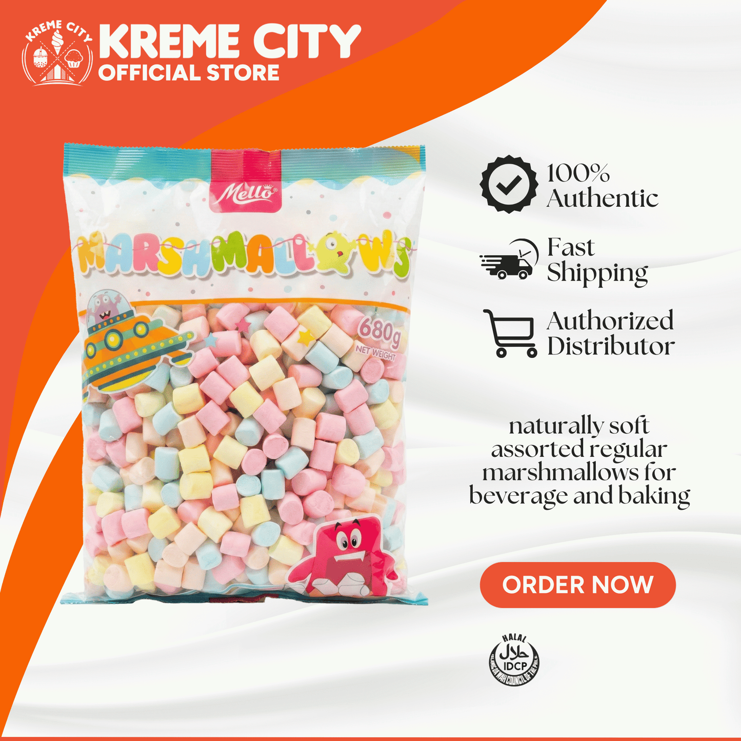 Mello Marshmallows Assorted Regular 680g