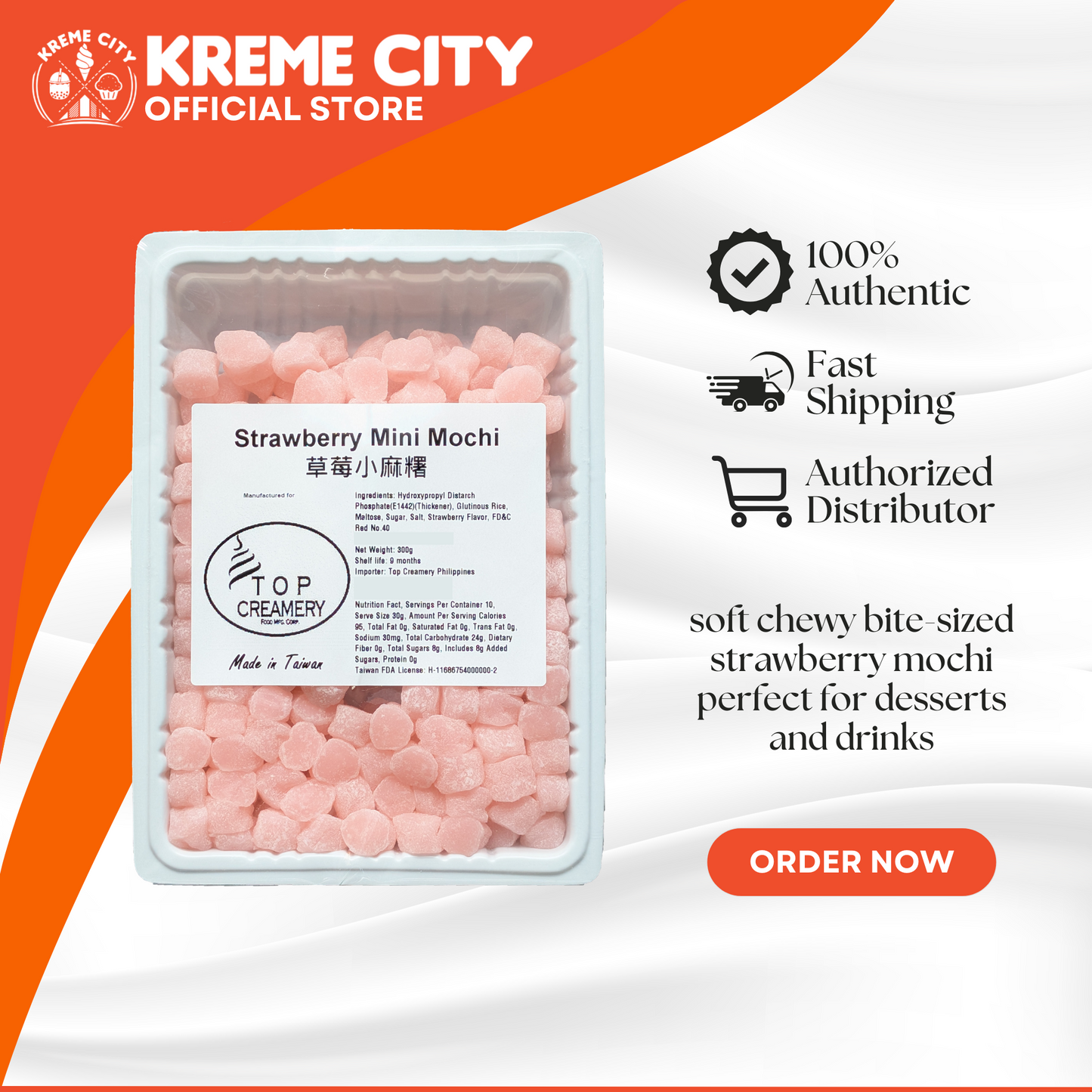 TOP Creamery Mini Mochi Strawberry 300g