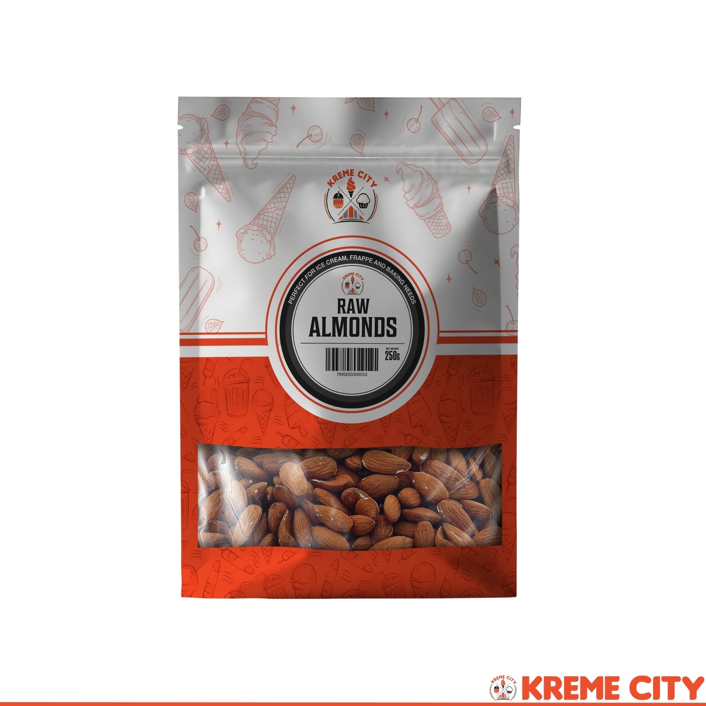 Kreme City Raw Whole Almonds 250g