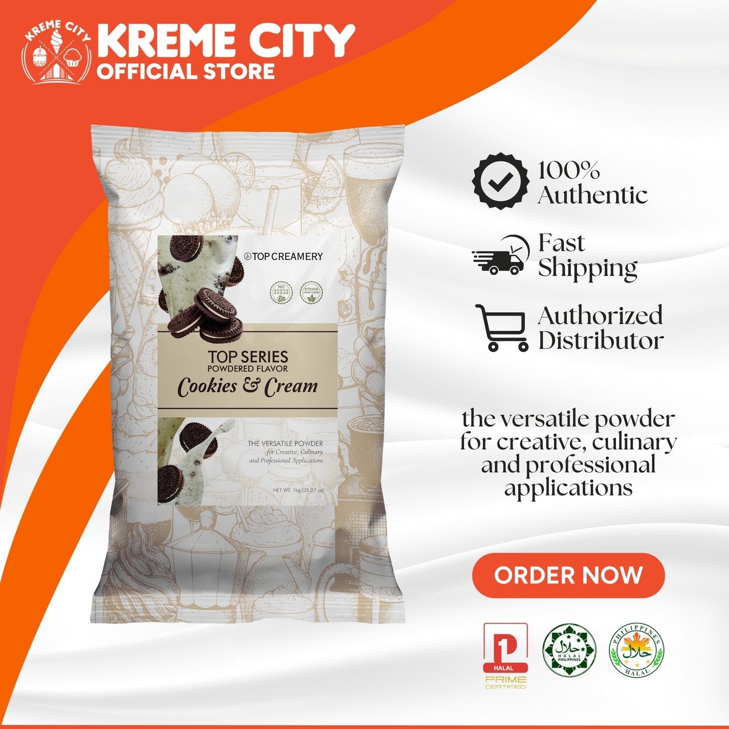 TOP Creamery Top Series Cookies and Cream Powdered Flavor 1kg