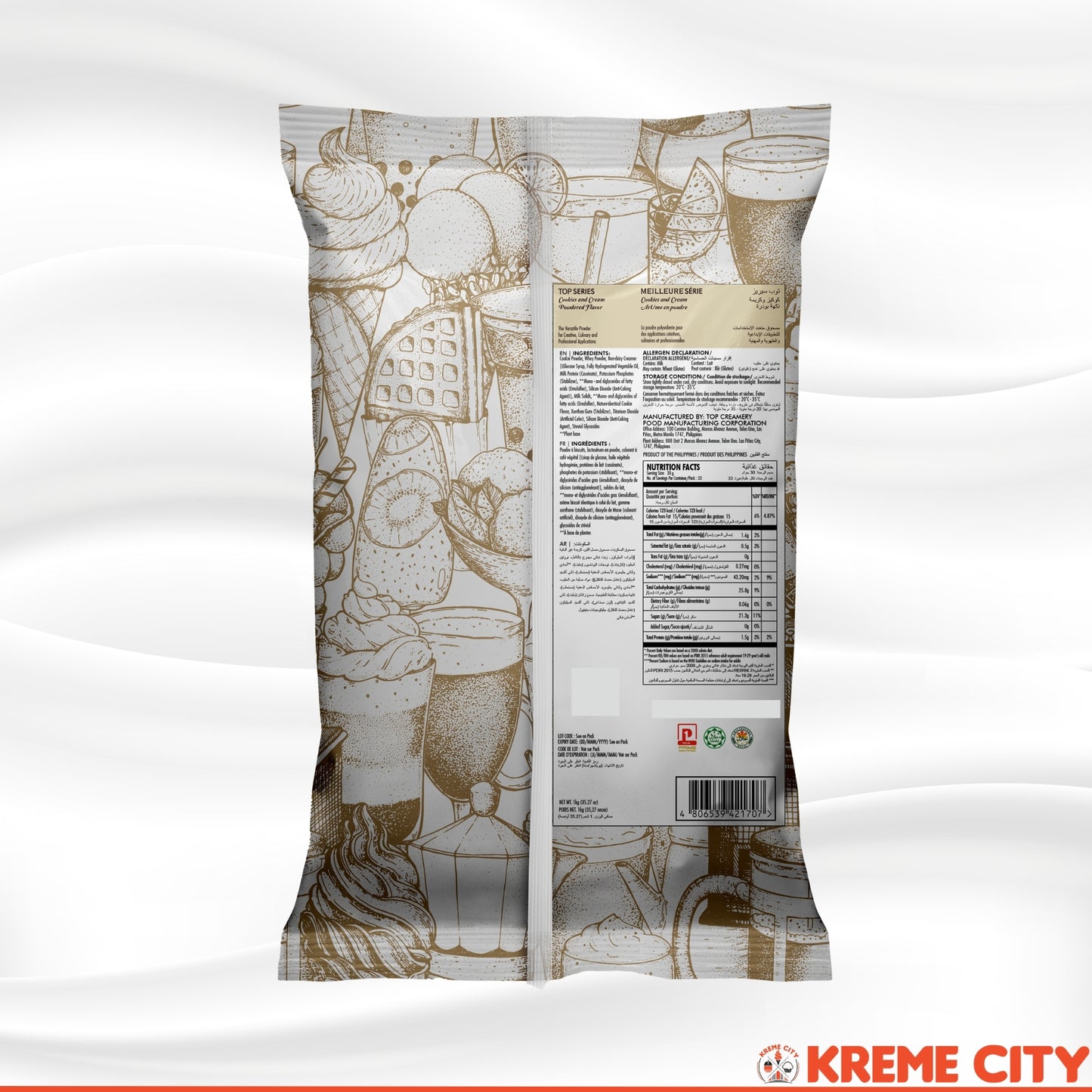 TOP Creamery Top Series Cookies and Cream Powdered Flavor 1kg