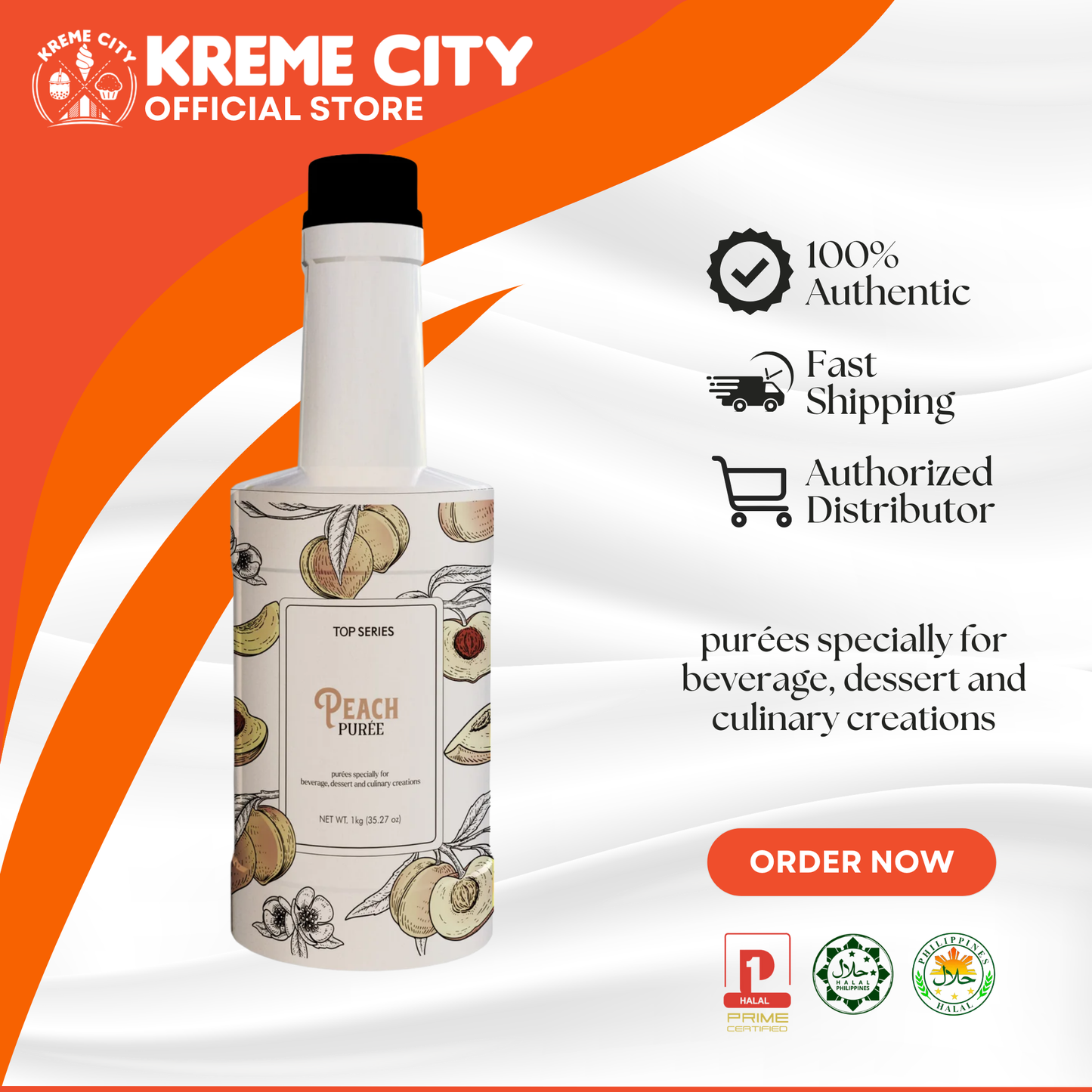 TOP Creamery Top Series Peach Puree 1kg