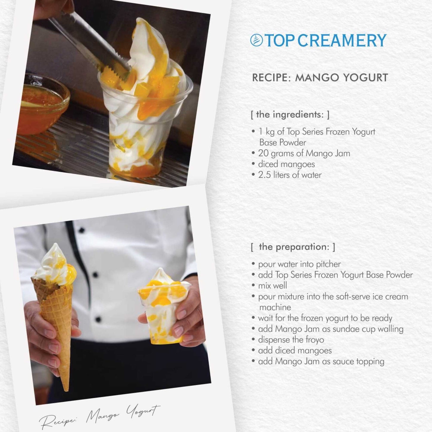 TOP Creamery Top Series Frozen Yogurt Base Soft Serve Ice Cream Powder Premix 1kg