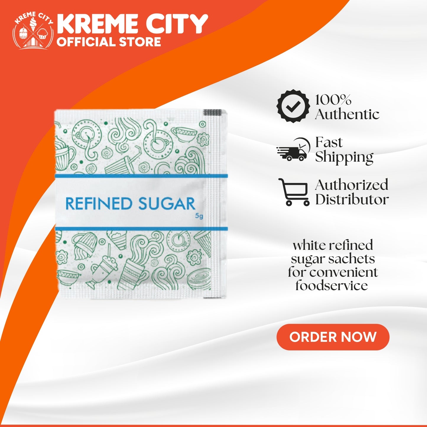 TOP Creamery White Refined Sugar Sachets 5g