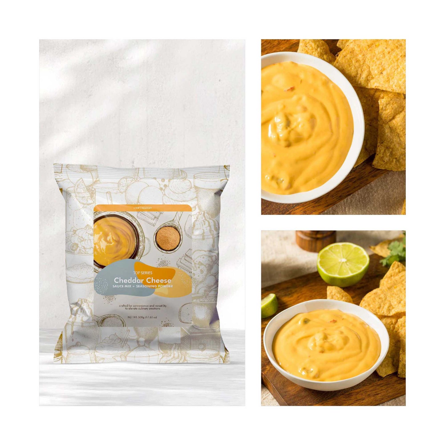TOP Creamery Top Series Cheddar Cheese Sauce Mix + Seasoning Powder 500g