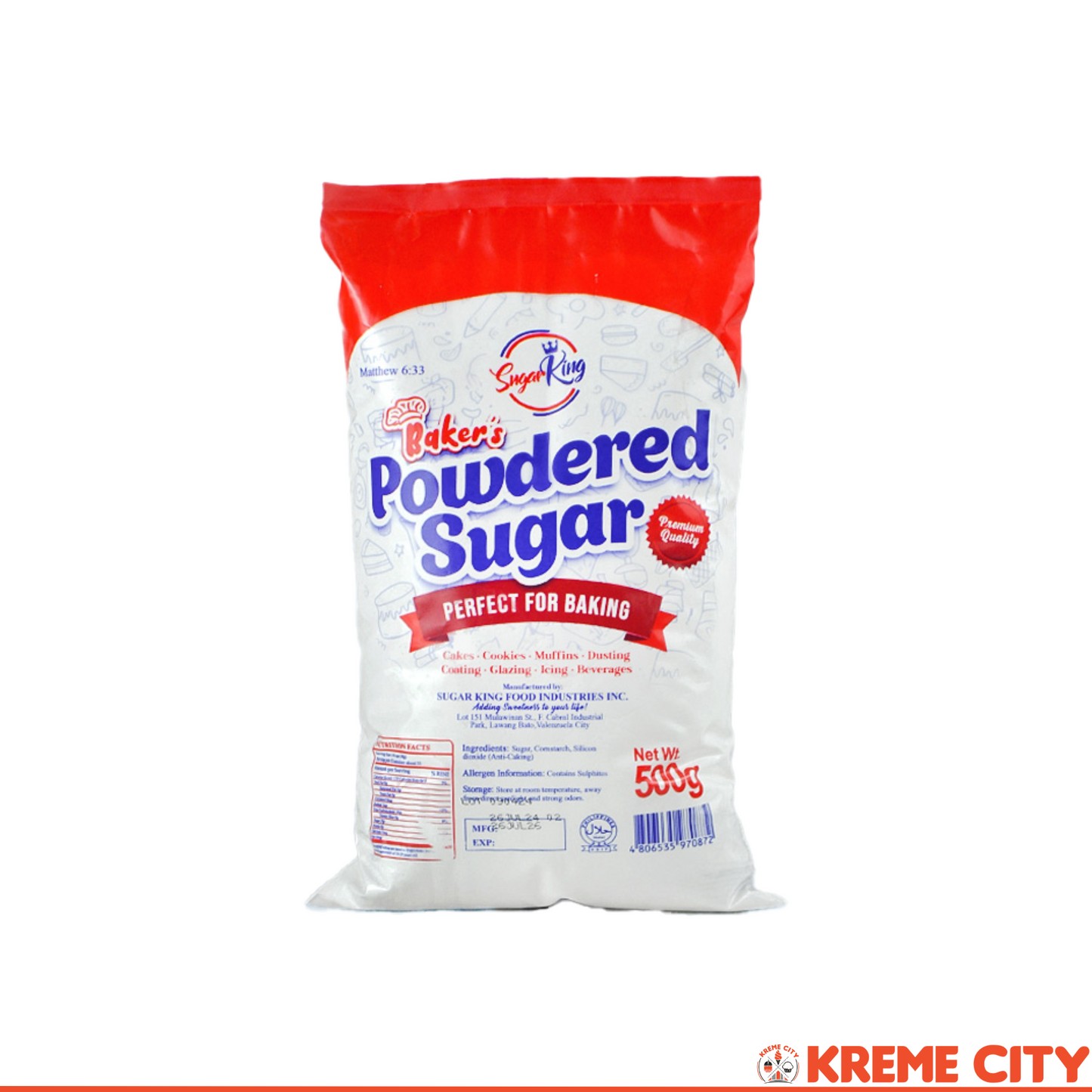 Sugar King Baker's Powdered Sugar 500g