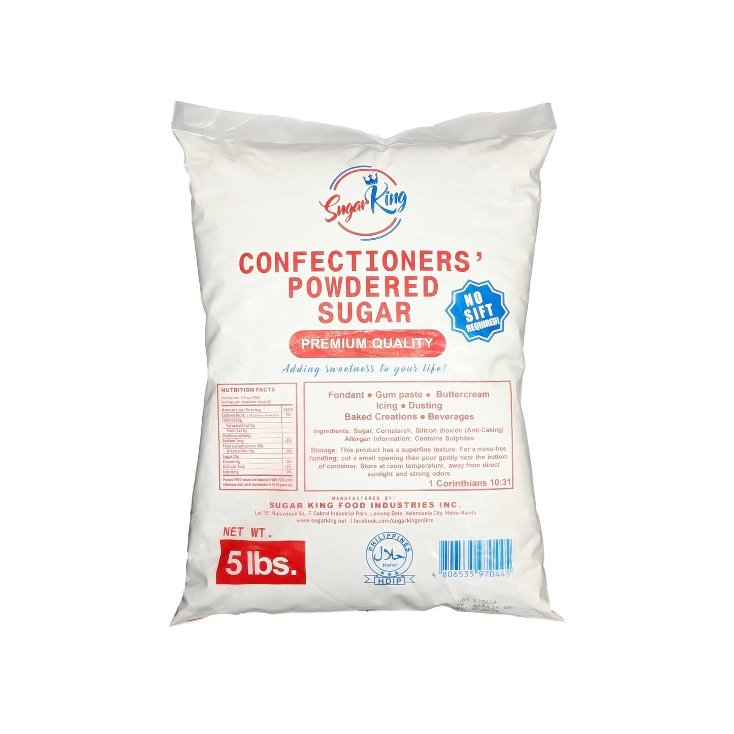 Sugar King Confectioners' Powdered Sugar 2.2kg