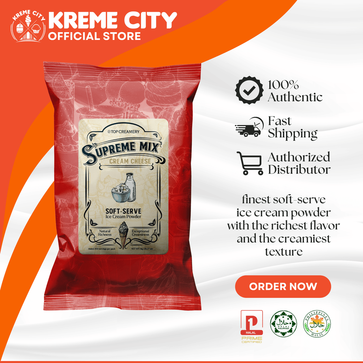 TOP Creamery Supreme Mix Cream Cheese Soft Serve Ice Cream Powder Premix 1kg