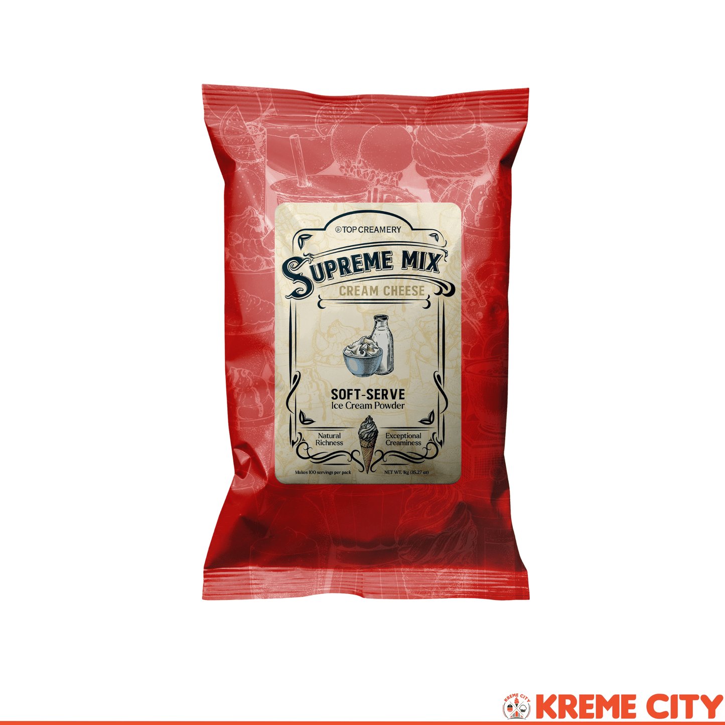 TOP Creamery Supreme Mix Cream Cheese Soft Serve Ice Cream Powder Premix 1kg
