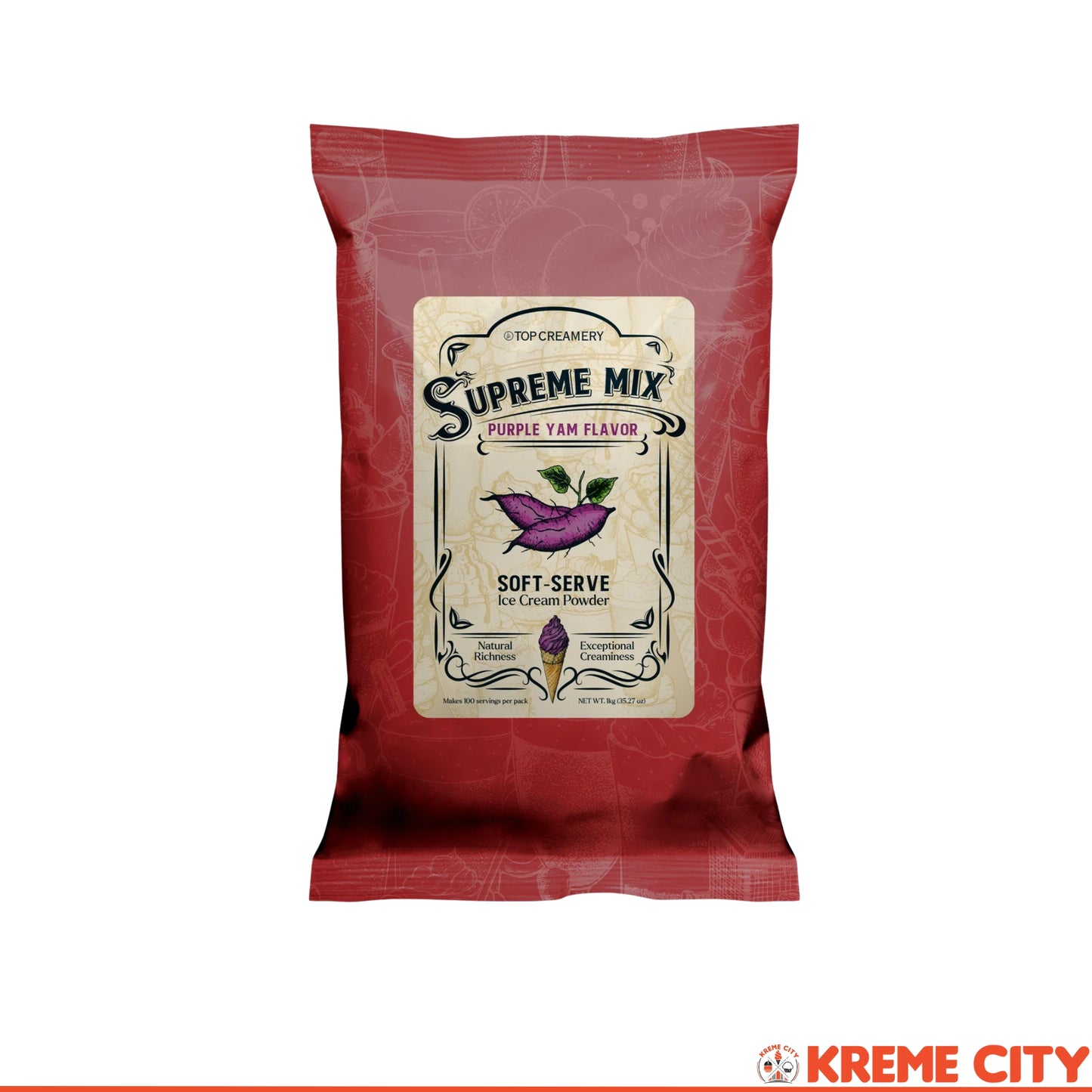 TOP Creamery Supreme Mix Purple Yam Soft Serve Ice Cream Powder Premix 1kg