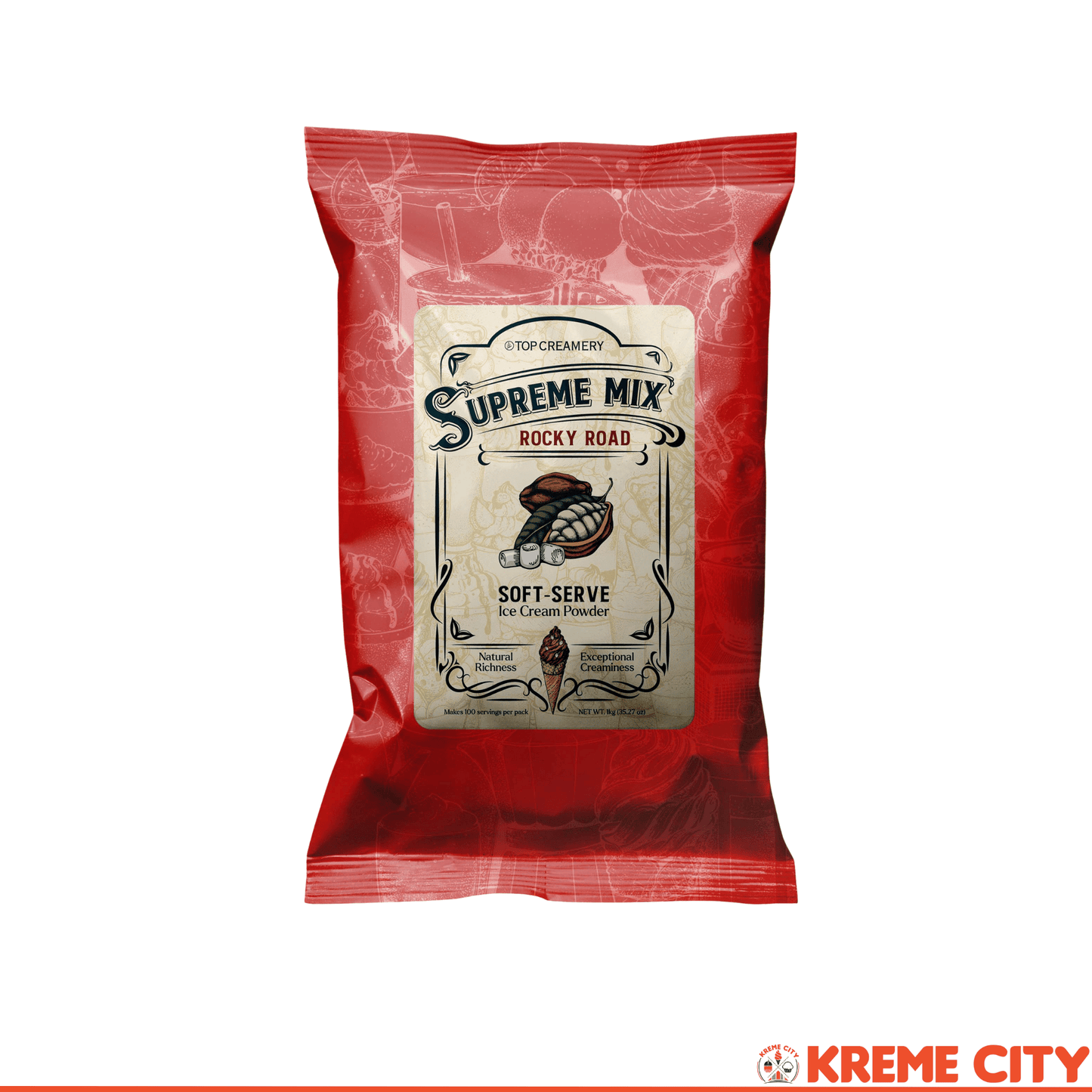 TOP Creamery Supreme Mix Rocky Road Soft Serve Ice Cream Powder Premix 1kg